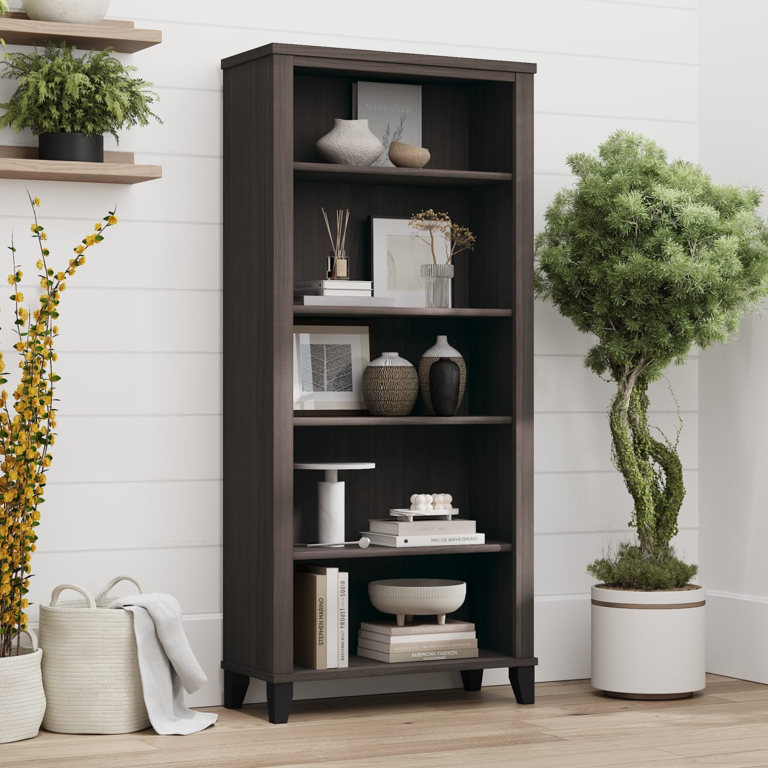 Bush Business Furniture Somerset 66inH 5-Shelf Bookcase, Storm Gray, Standard Delivery - Image 3