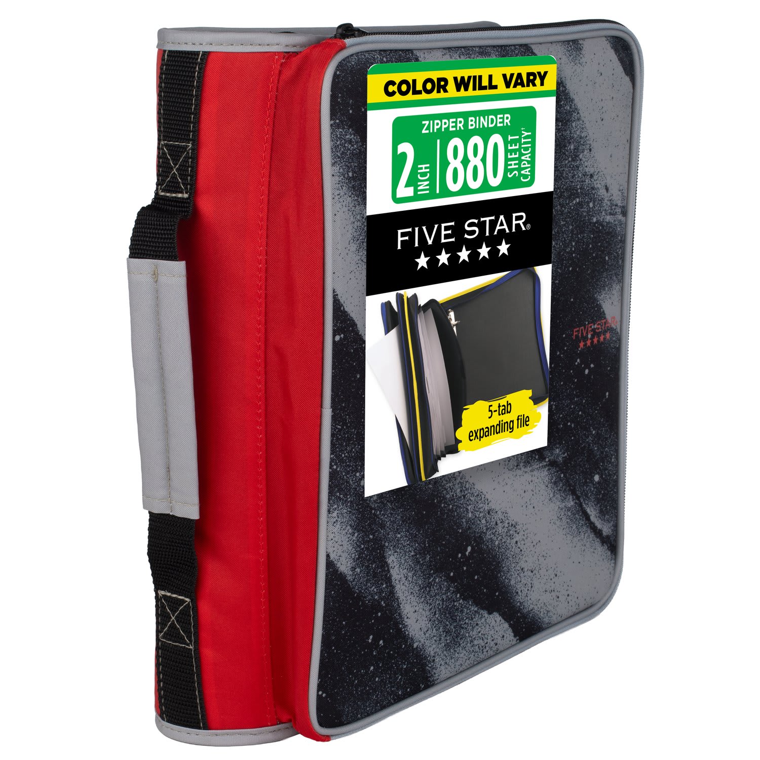 Five Star Multi-Access Zipper 3-Ring Binder, 2in Round Rings, Assorted Colors