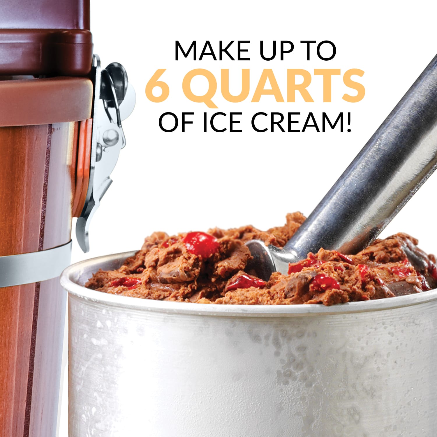 Nostalgia Electrics 6-Qt Wood Bucket Ice Cream Maker, Woodgrain - Image 4
