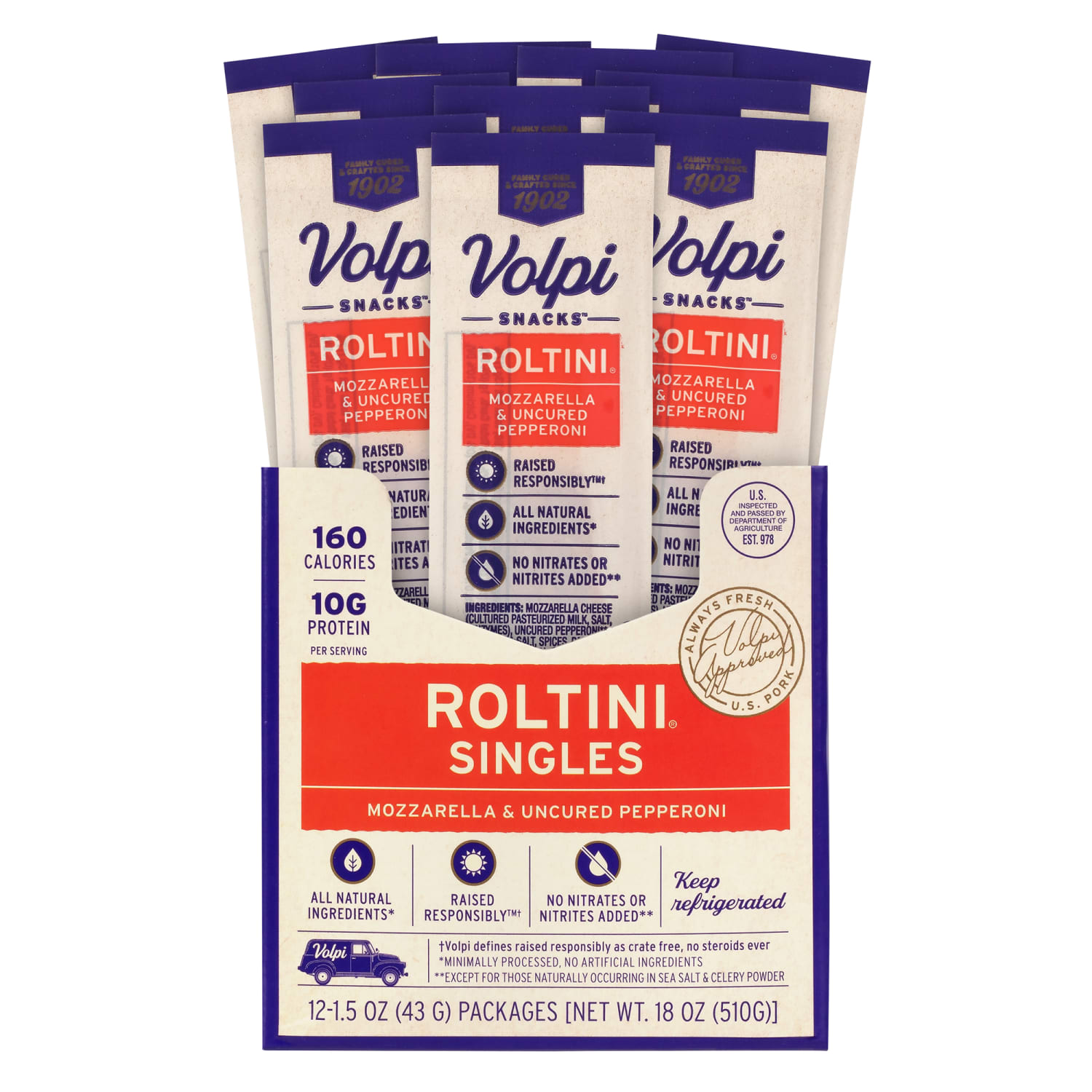 Volpi Roltini Singles, Uncured Pepperoni And Mozzarella, 1.5 Oz, 12 Singles Per Pack, Carton Of 2 Packs - Image 5