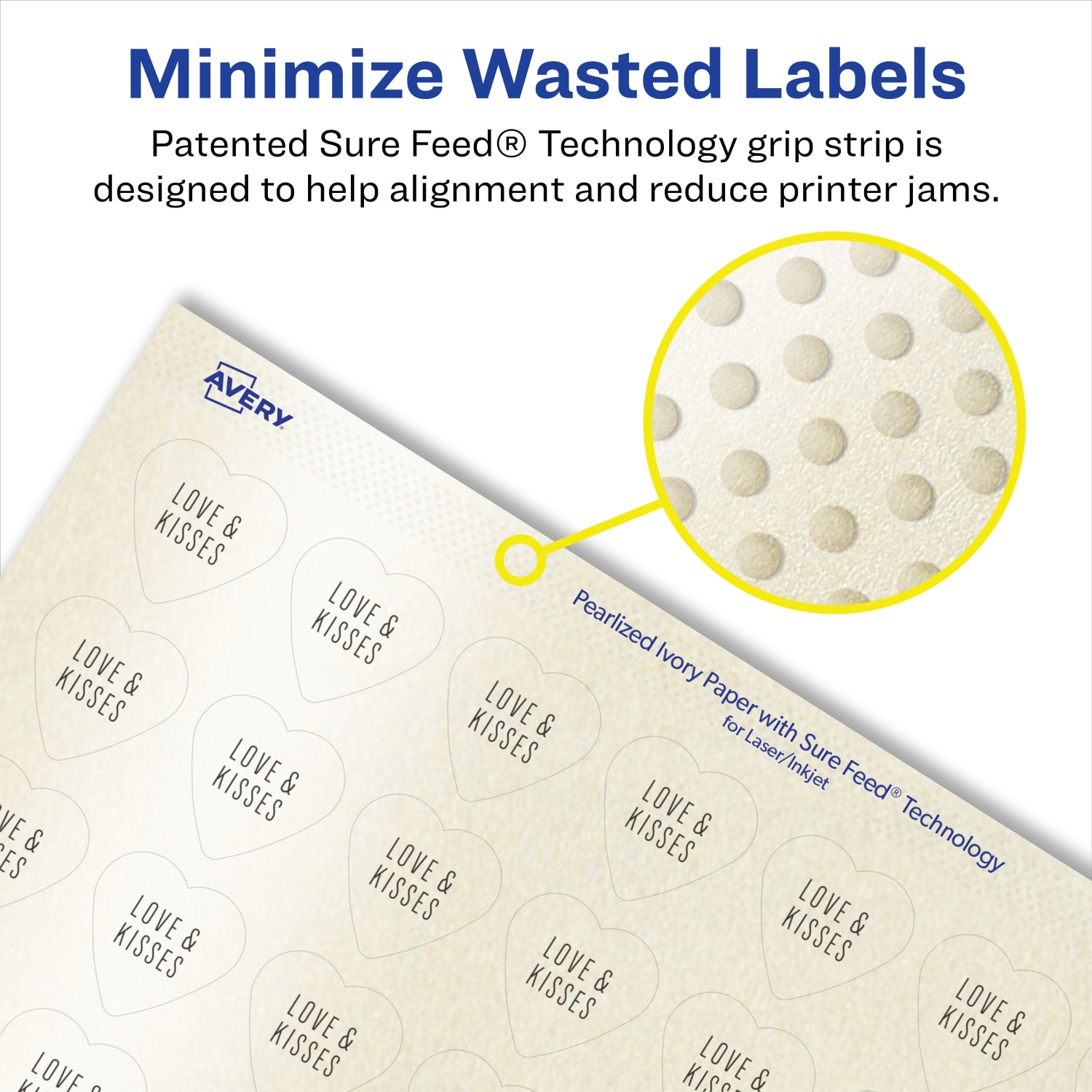 Avery Pearlized Permanent Labels With Sure Feed, 94601-PIP25, Heart, 3/4in x 3/4in, Ivory, Pack Of 2,000 Labels - Image 5