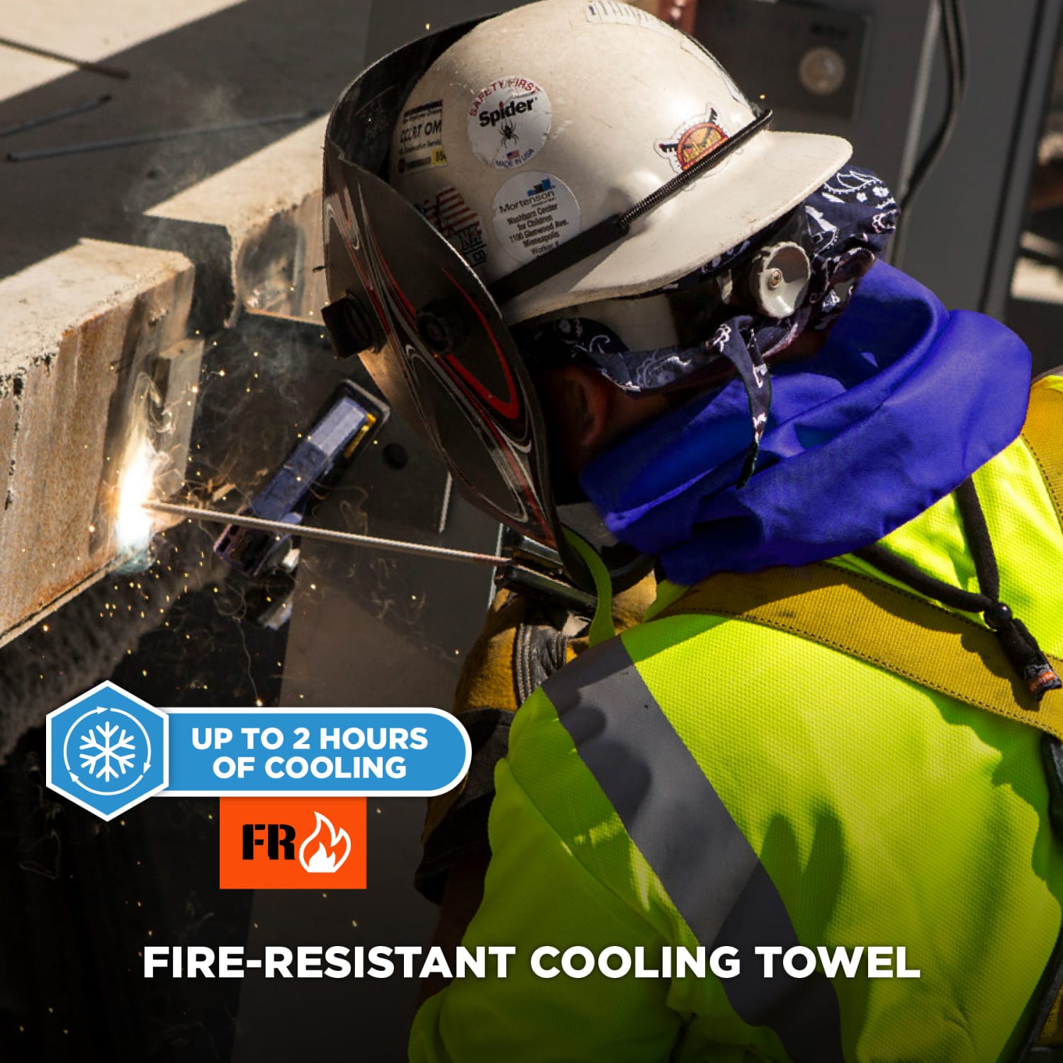 Ergodyne Chill-Its 6606FR Fire Resistant Cooling Towel, 28in x 9-1/2in, Blue - Image 3