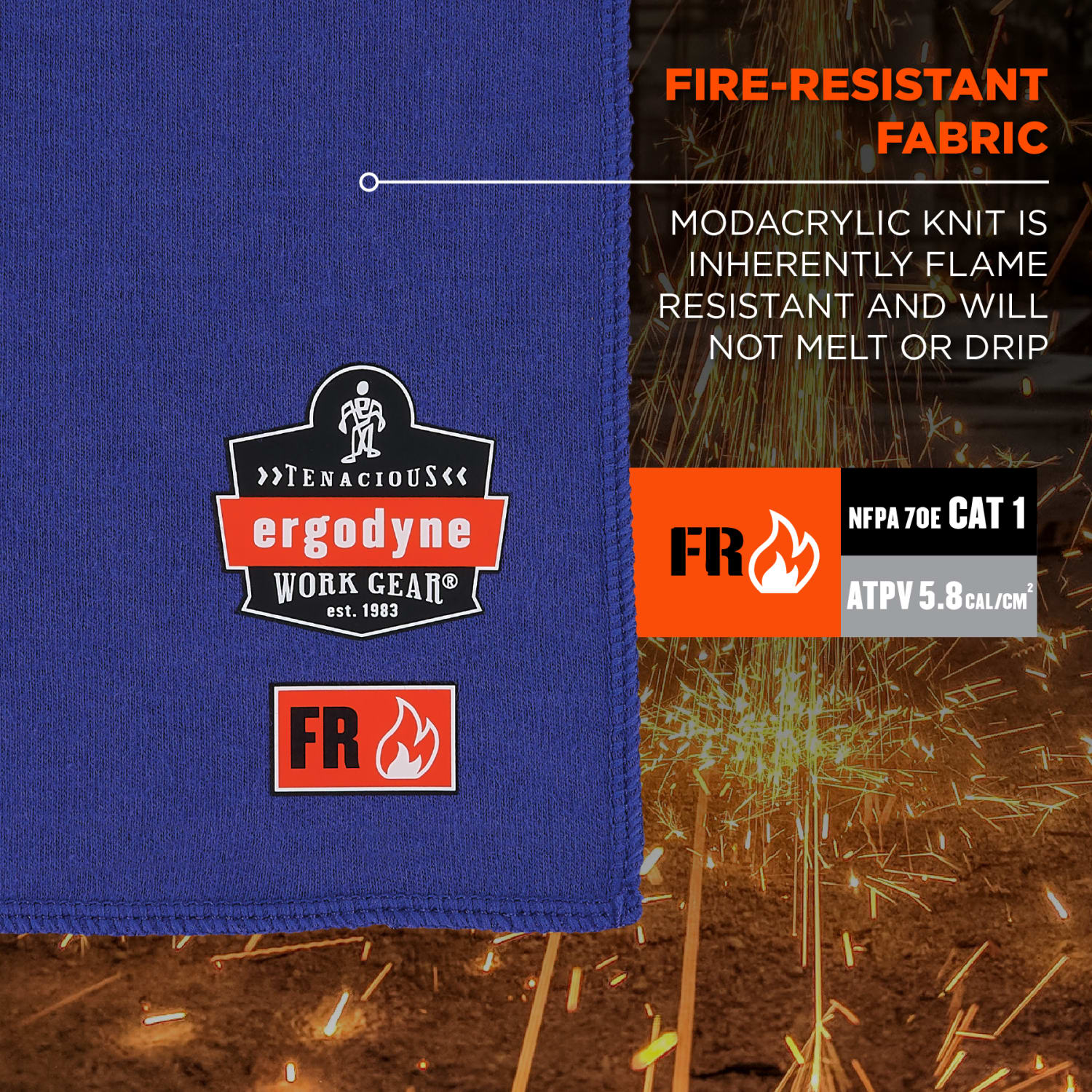 Ergodyne Chill-Its 6606FR Fire Resistant Cooling Towel, 28in x 9-1/2in, Blue - Image 4