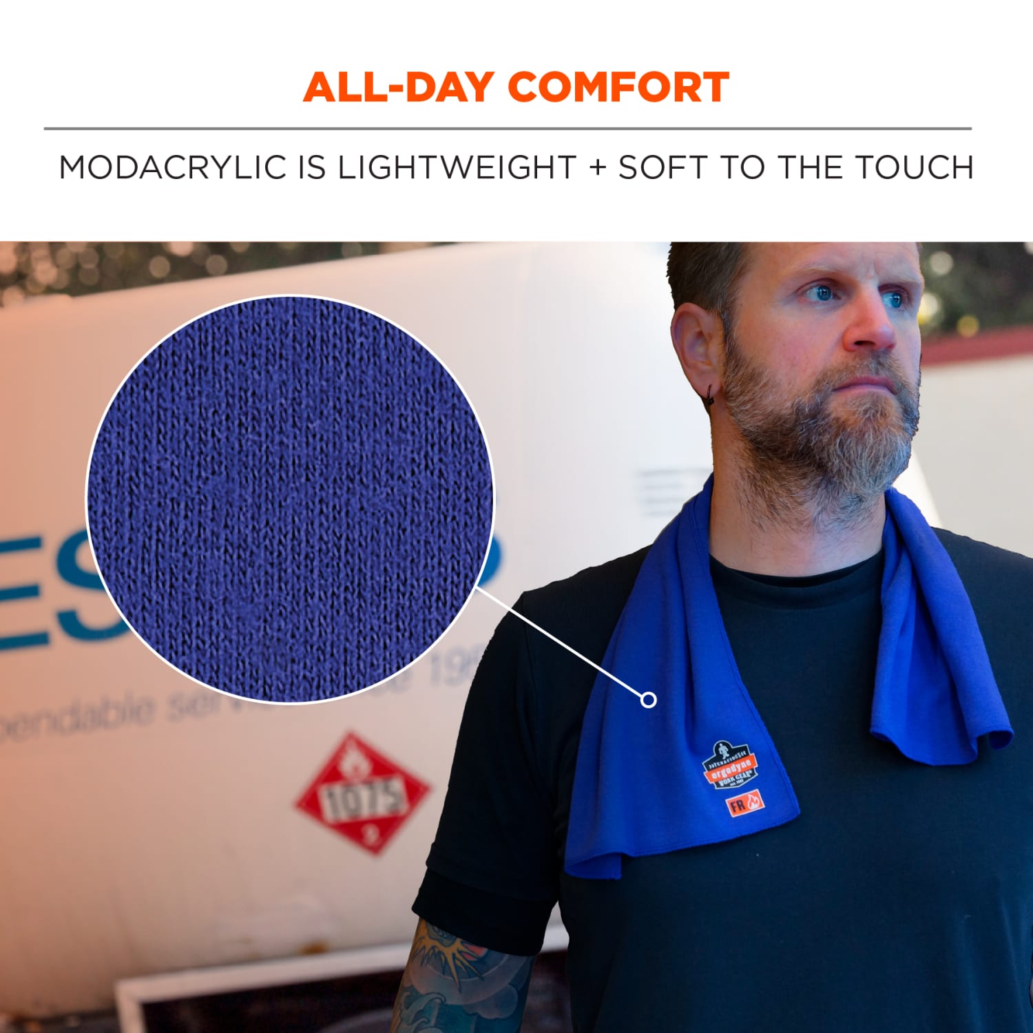 Ergodyne Chill-Its 6606FR Fire Resistant Cooling Towel, 28in x 9-1/2in, Blue - Image 6