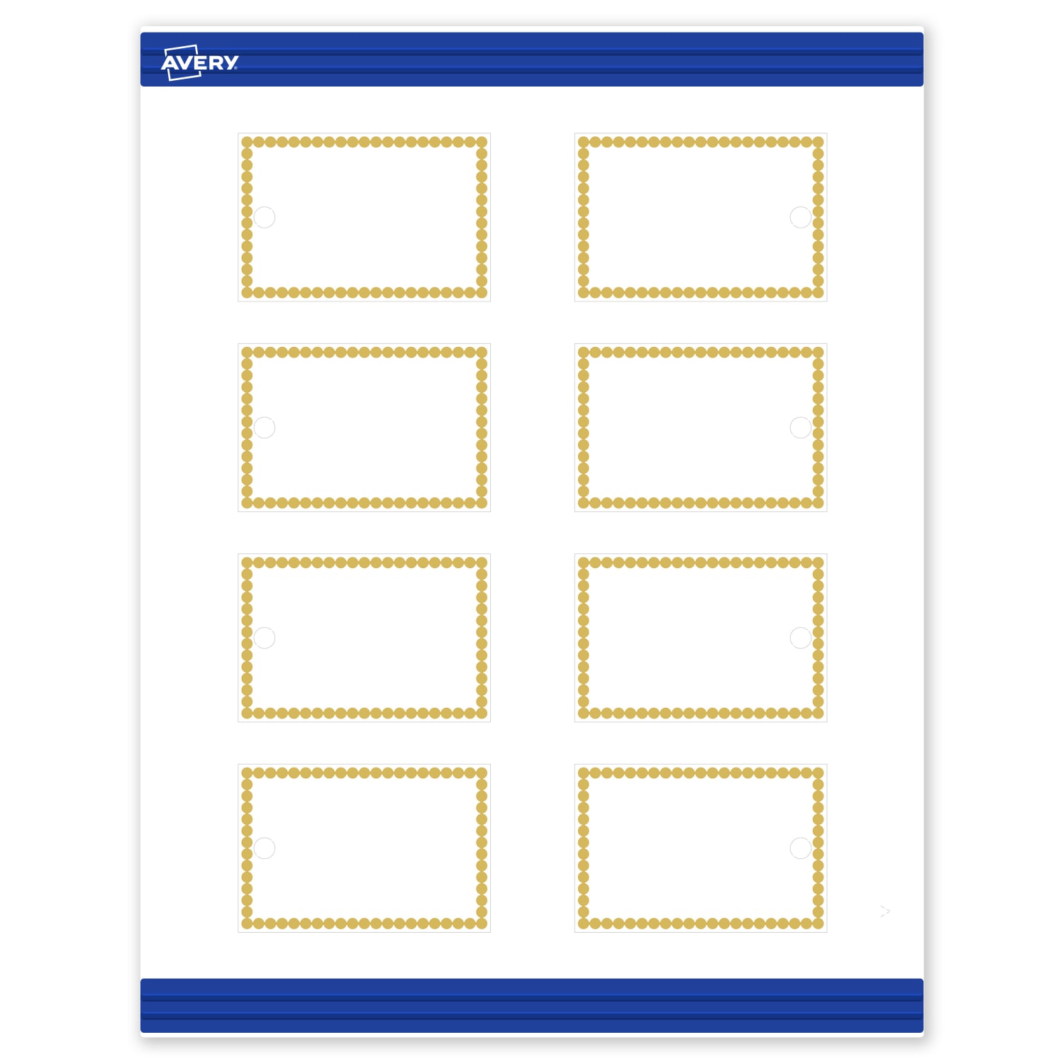 Avery Printable Tags With Sure Feed Technology, 2in x 3in, Matte White With Preprinted Gold Bead Design, Pack Of 80
