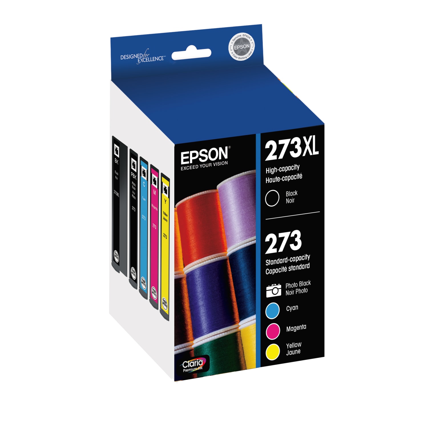 Epson 273XL/273 Claria Black; Photo Black; Cyan; Magenta; Yellow High-Yield Ink Cartridges, Pack Of 5, T273XL-BCS - Image 3