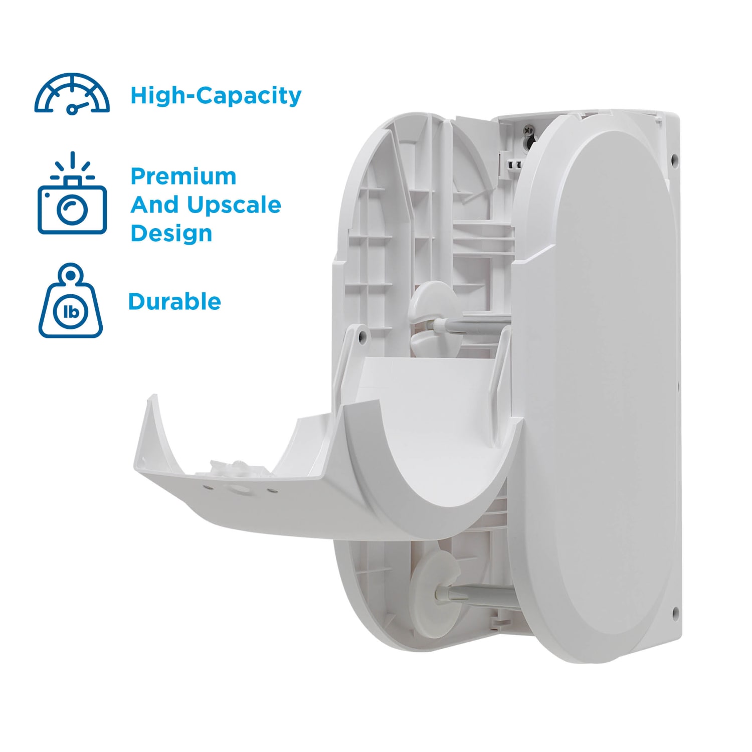 Compact by GP PRO 2-Roll Vertical Coreless High-Capacity Toilet Paper Dispenser, White - Image 4
