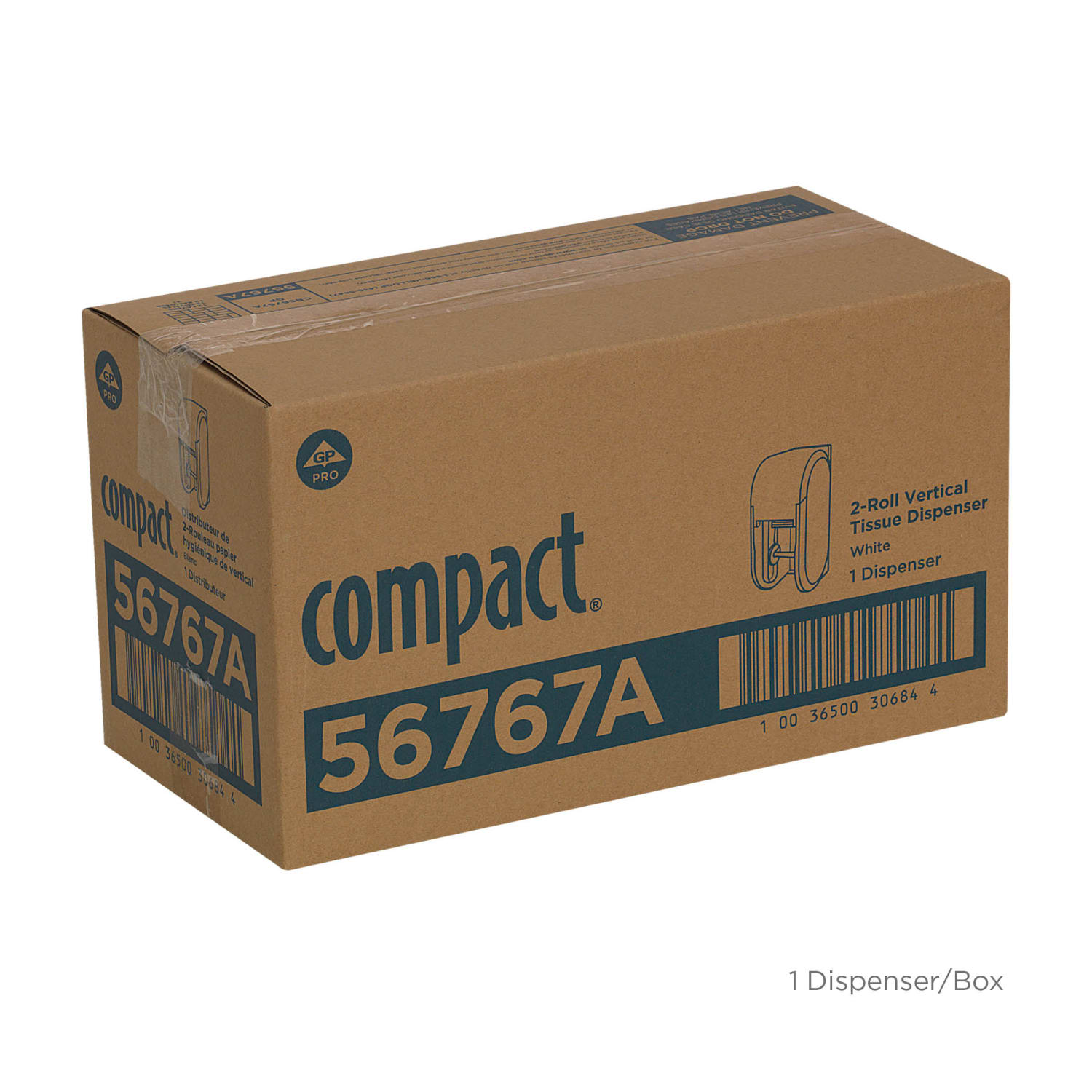 Compact by GP PRO 2-Roll Vertical Coreless High-Capacity Toilet Paper Dispenser, White - Image 6