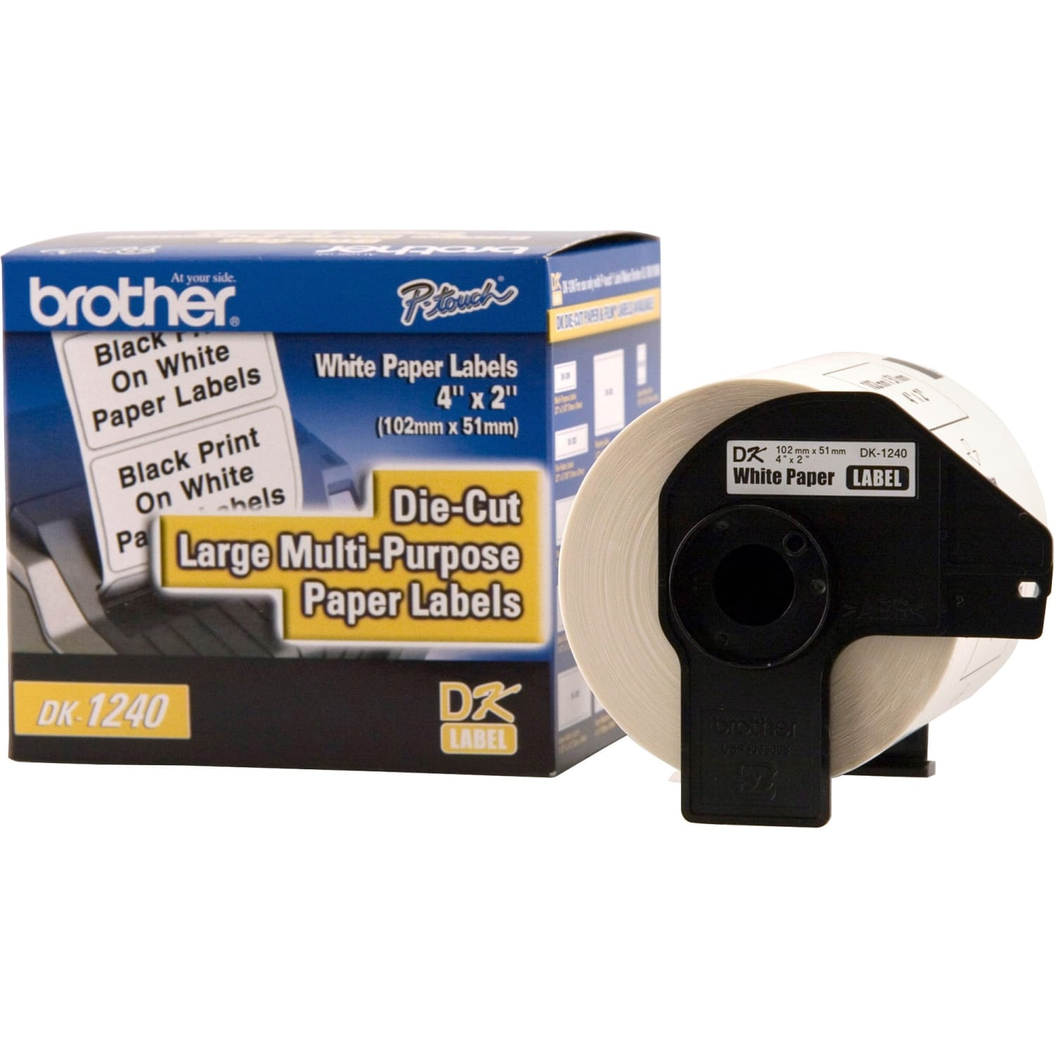 Brother DK1240 Paper Labels, 4in x 2in, White, Pack Of 600 - Image 4