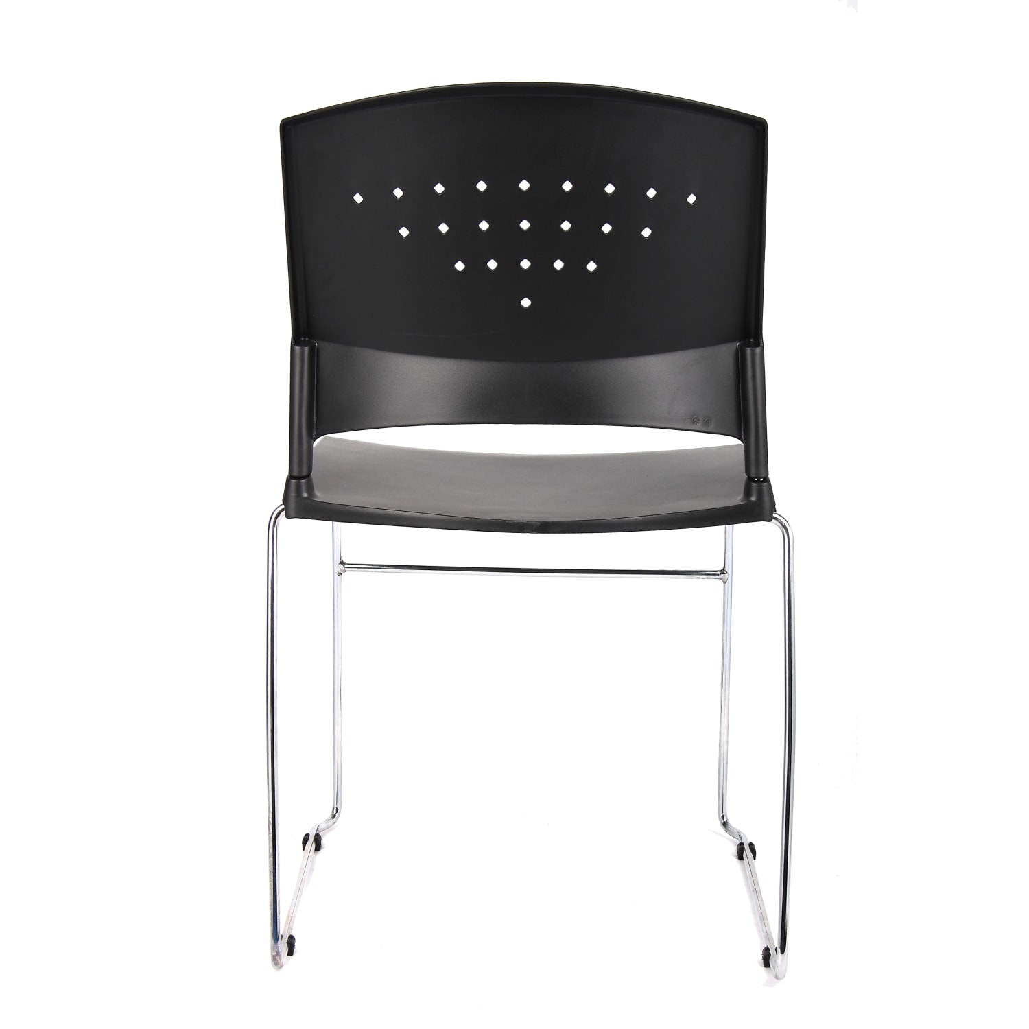 Boss Office Products Plastic Seat, Plastic Back Stacking Chair, 18in Seat Width, Black Seat/Chrome Frame, Quantity: 2 - Image 5