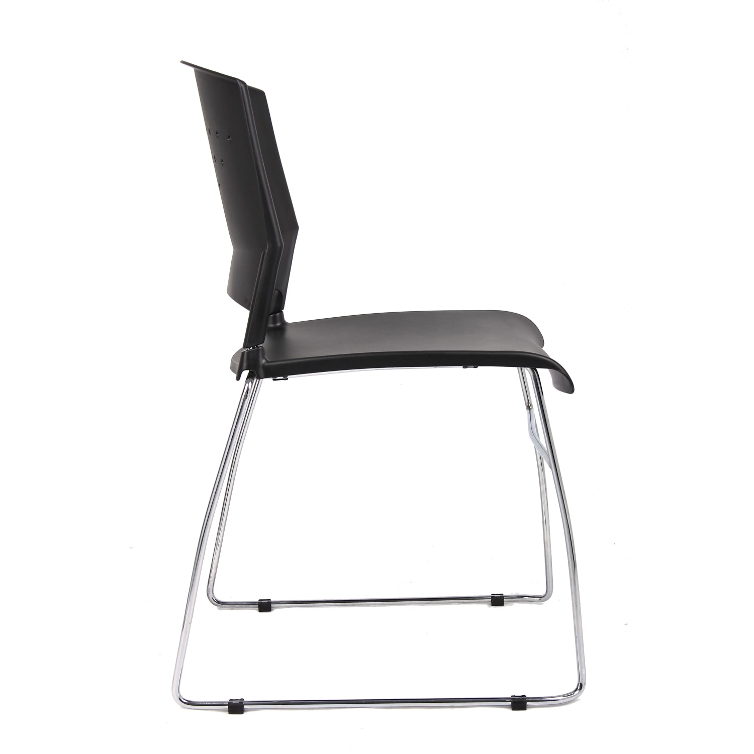 Boss Office Products Plastic Seat, Plastic Back Stacking Chair, 18in Seat Width, Black Seat/Chrome Frame, Quantity: 2 - Image 6