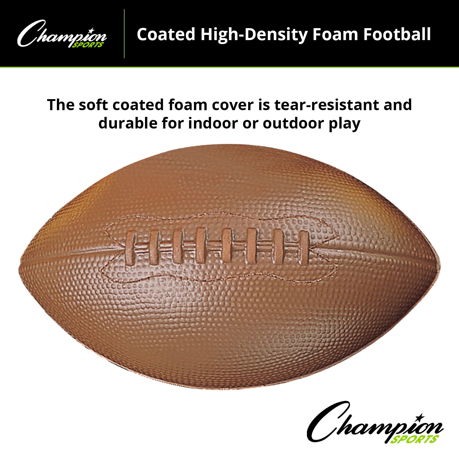 Champion Sports Coated High Density Foam Footballs, 6in x 10-1/2in, Brown, Pack Of 2 Balls - Image 3
