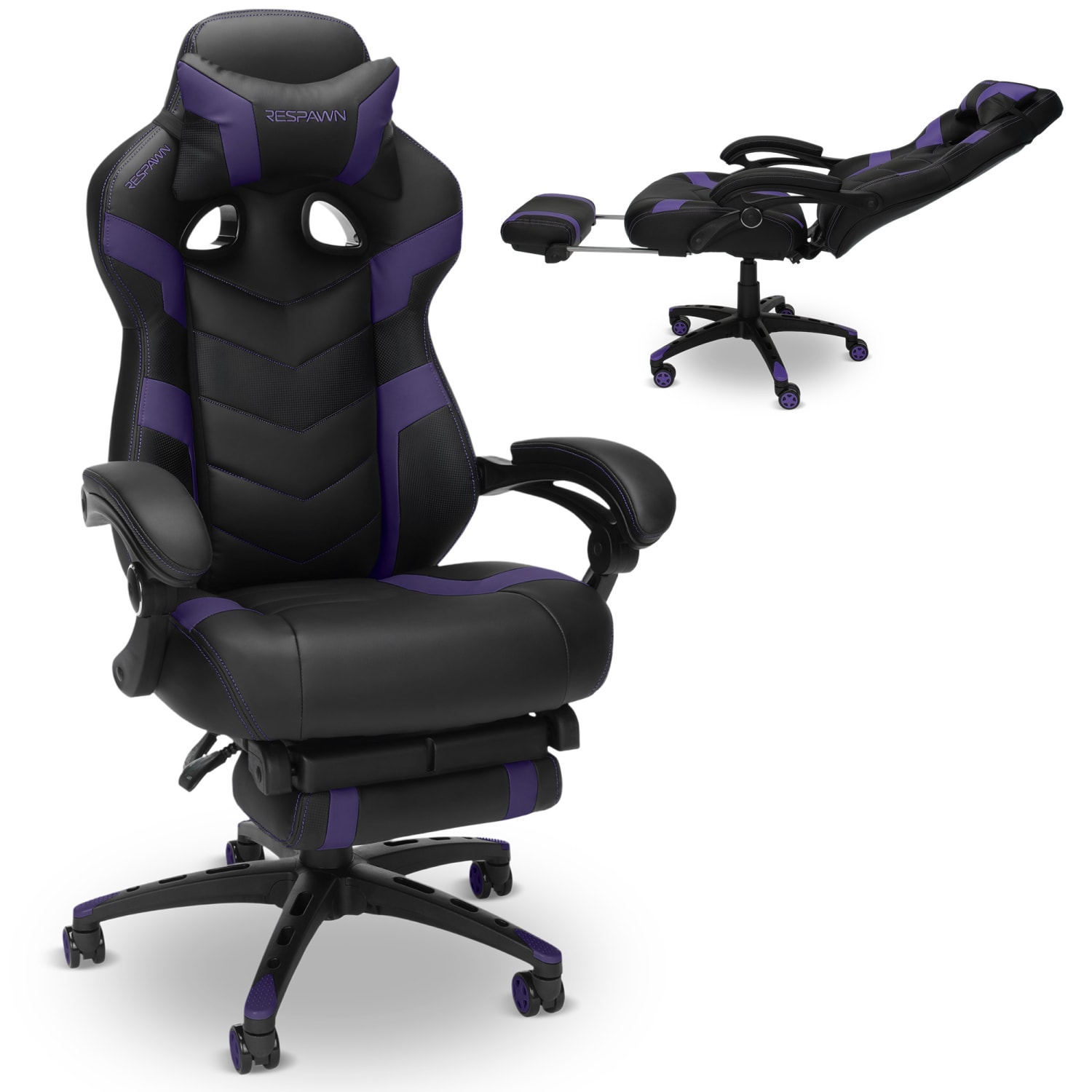 RESPAWN 110 Pro Gaming Chair With Footrest  Headrest Pillow Purple RSP110V2PUR PopularChairscom
