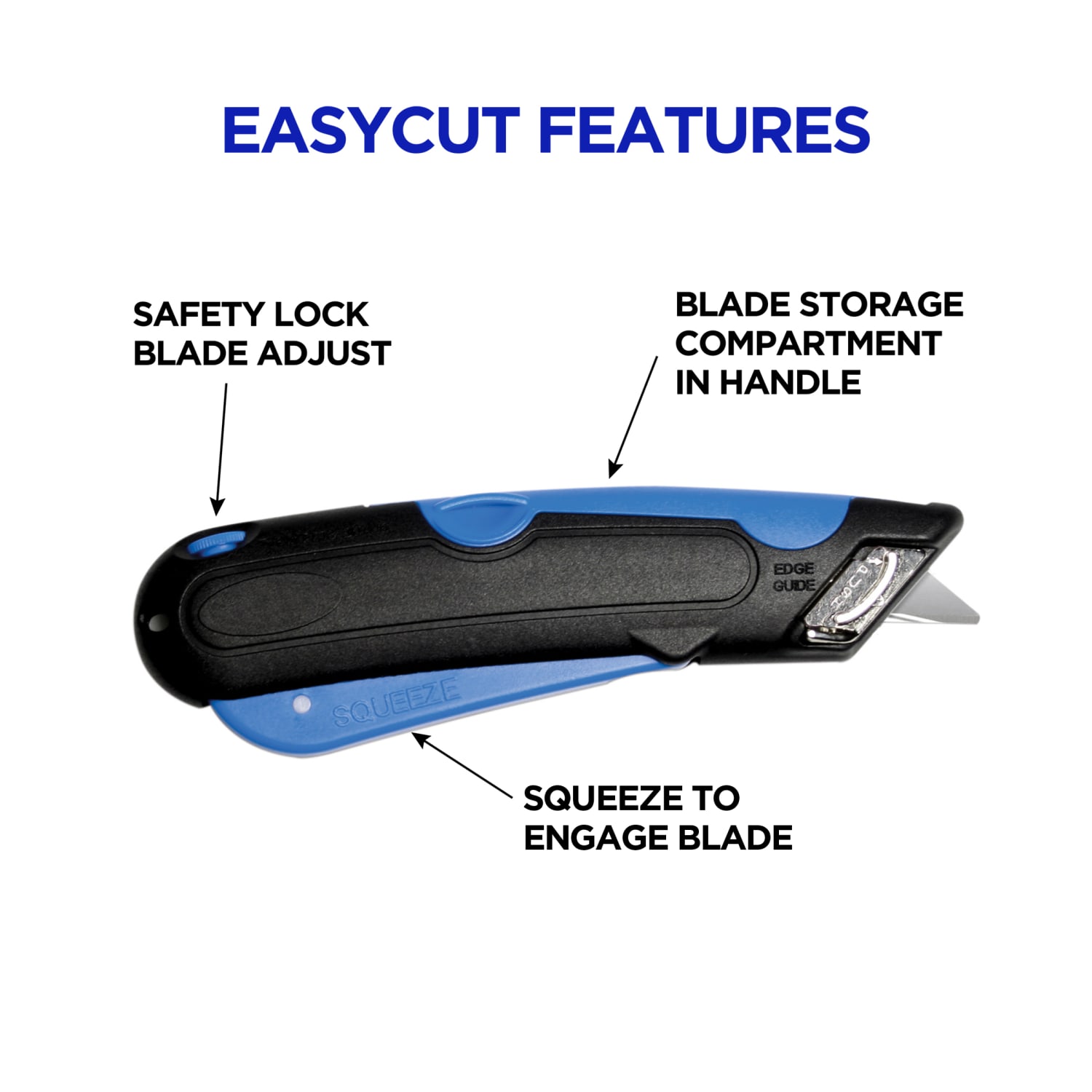Cosco EasyCut Self-Retracting-Blade Safety Cutter, Black/Blue - Image 4