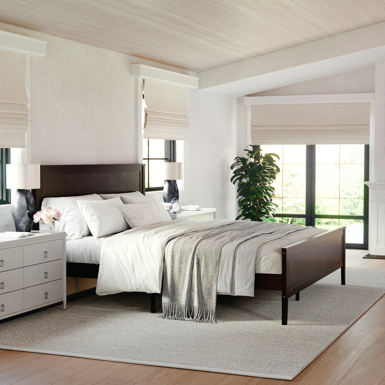 Flash Furniture Martha Stewart Corbin Solid Wood Platform Bed with Wooden Headboard and Footboard, No Box Spring Needed, Dark Brown, King - Image 6