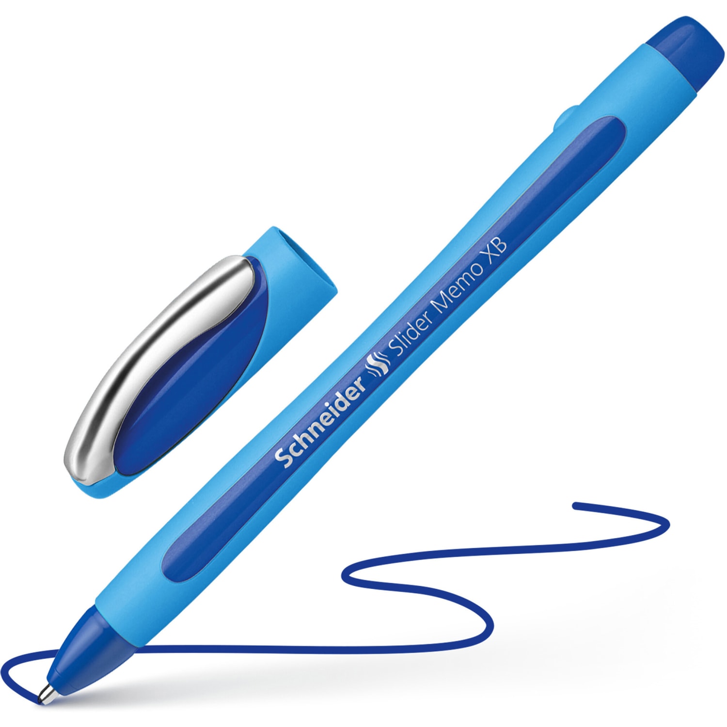 Rediform Schneider Slider Memo XB Ballpoint Pens, Extra Broad Point, 1.4 mm, Blue Barrels, Blue Ink, Pack Of 10 Pens - Image 6