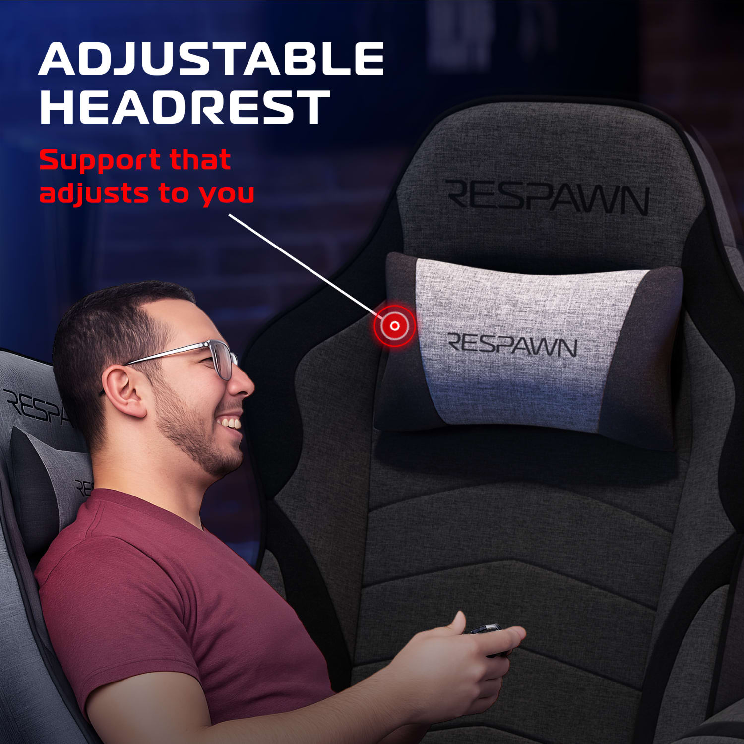 RESPAWN 900 Gaming Recliner, Gray Fabric, RSP900FGRY - Image 4
