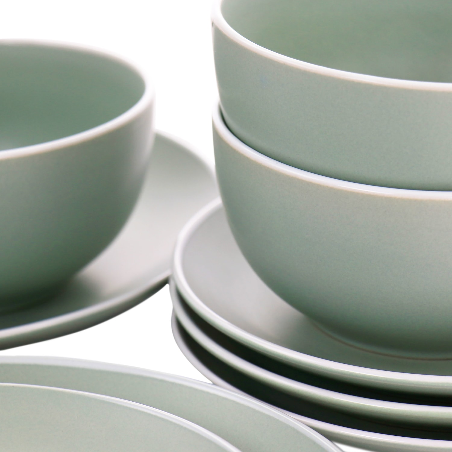 Spice By Tia Mowry Creamy Tahini 12-Piece Stoneware Dinnerware Set, Green - Image 4