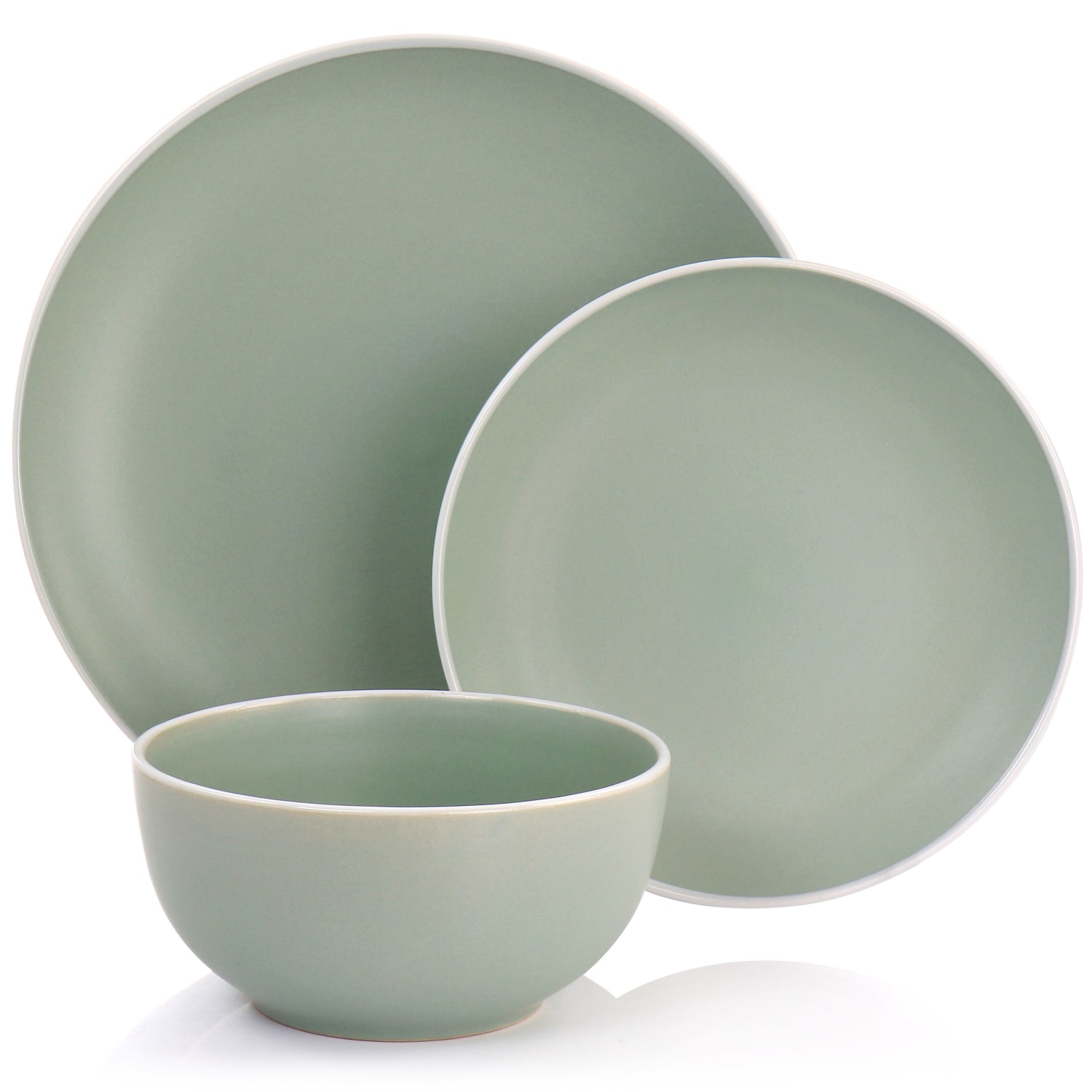 Spice By Tia Mowry Creamy Tahini 12-Piece Stoneware Dinnerware Set, Green - Image 5