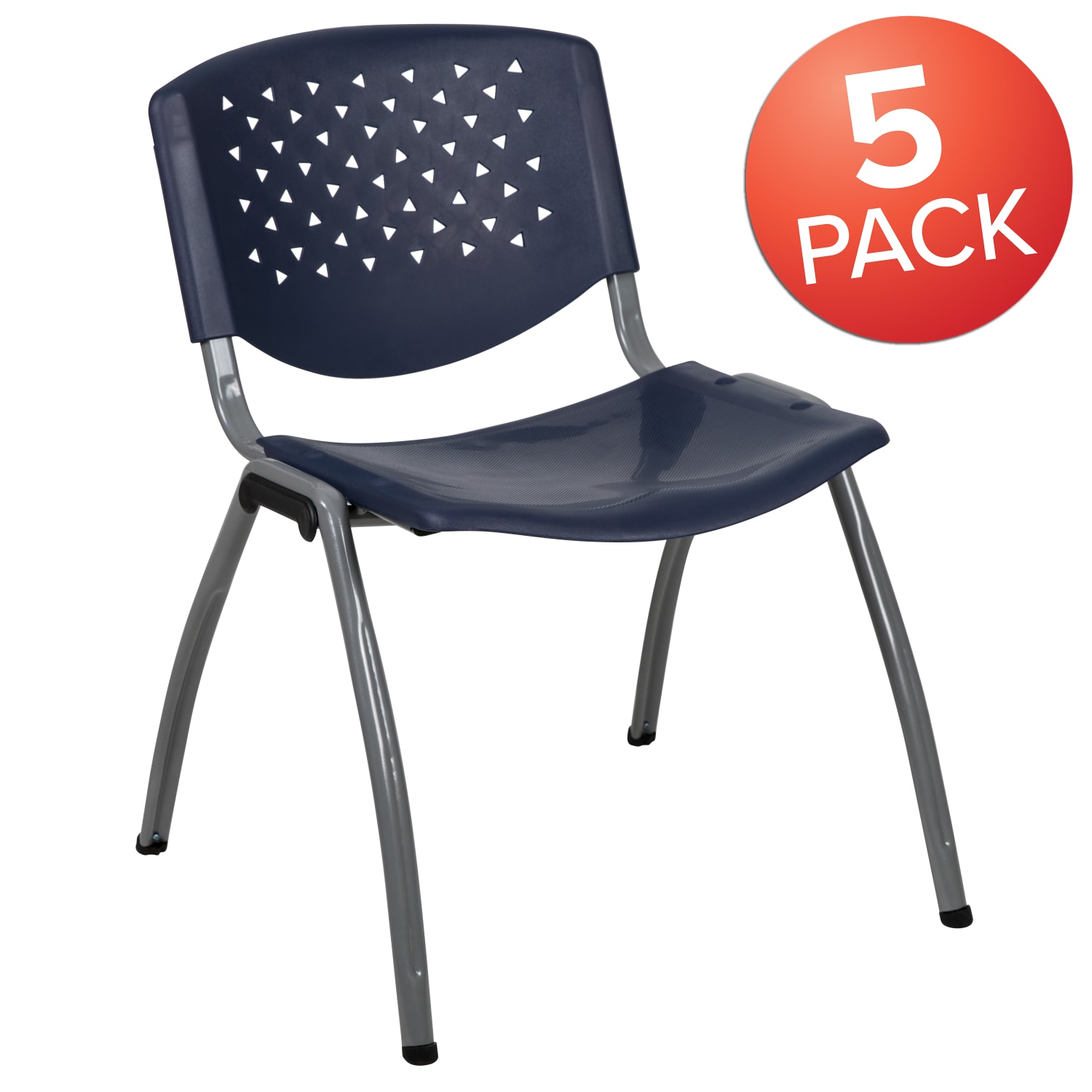 Flash Furniture HERCULES Series Plastic Stack Chairs, Blue, Set Of 5 Chairs - Image 3