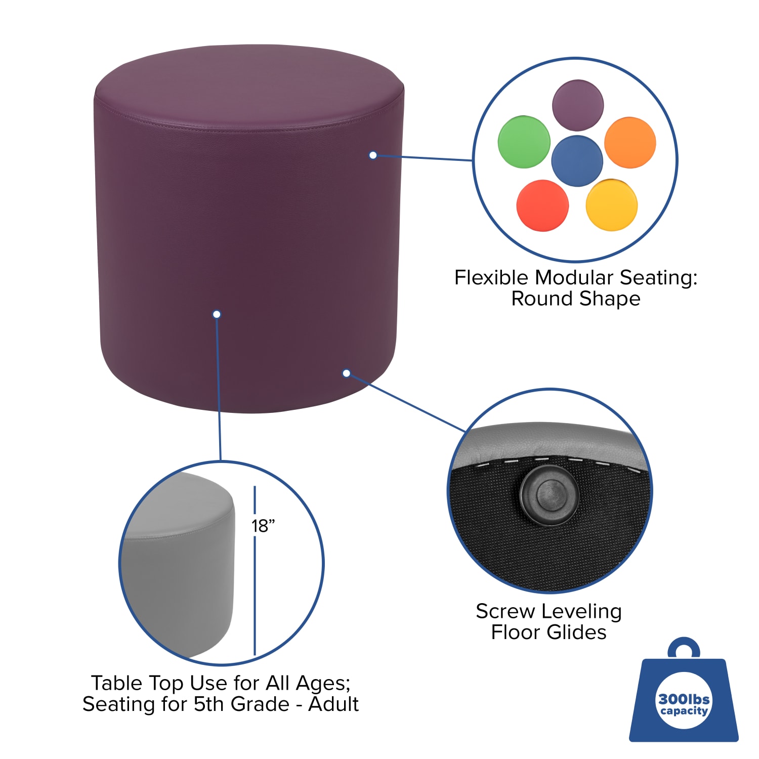Flash Furniture Soft Seating Collaborative Circle Purple PopularChairscom