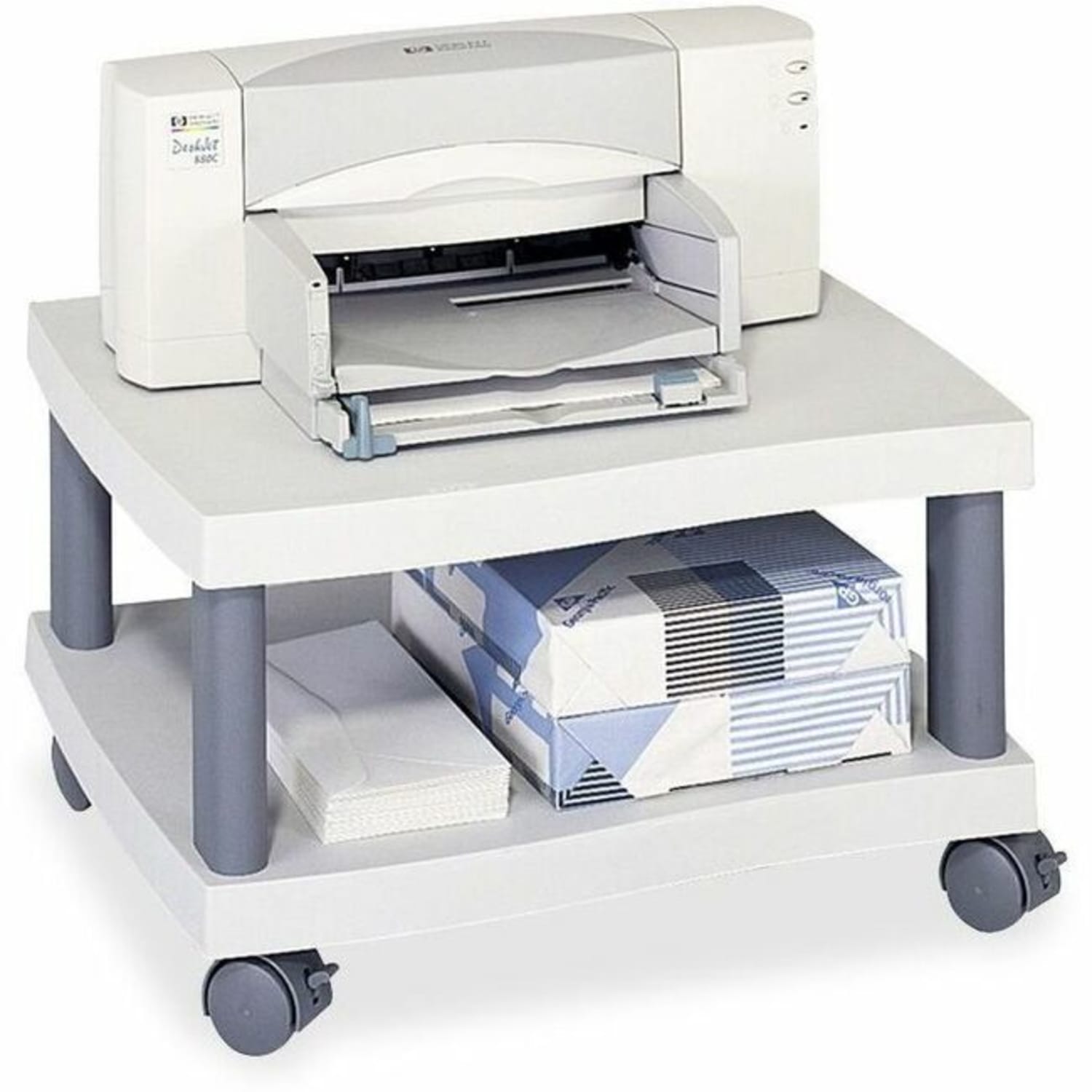 Safco Wave Under Desk Printer Stand, Light Gray - Image 3