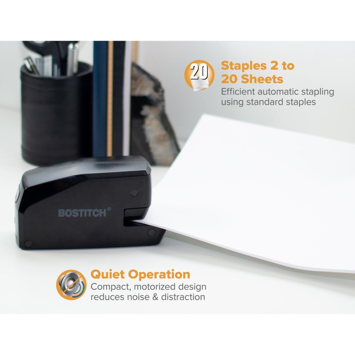 Bostitch 20-Sheet Electric Stapler, Half Strip, Black - Image 5