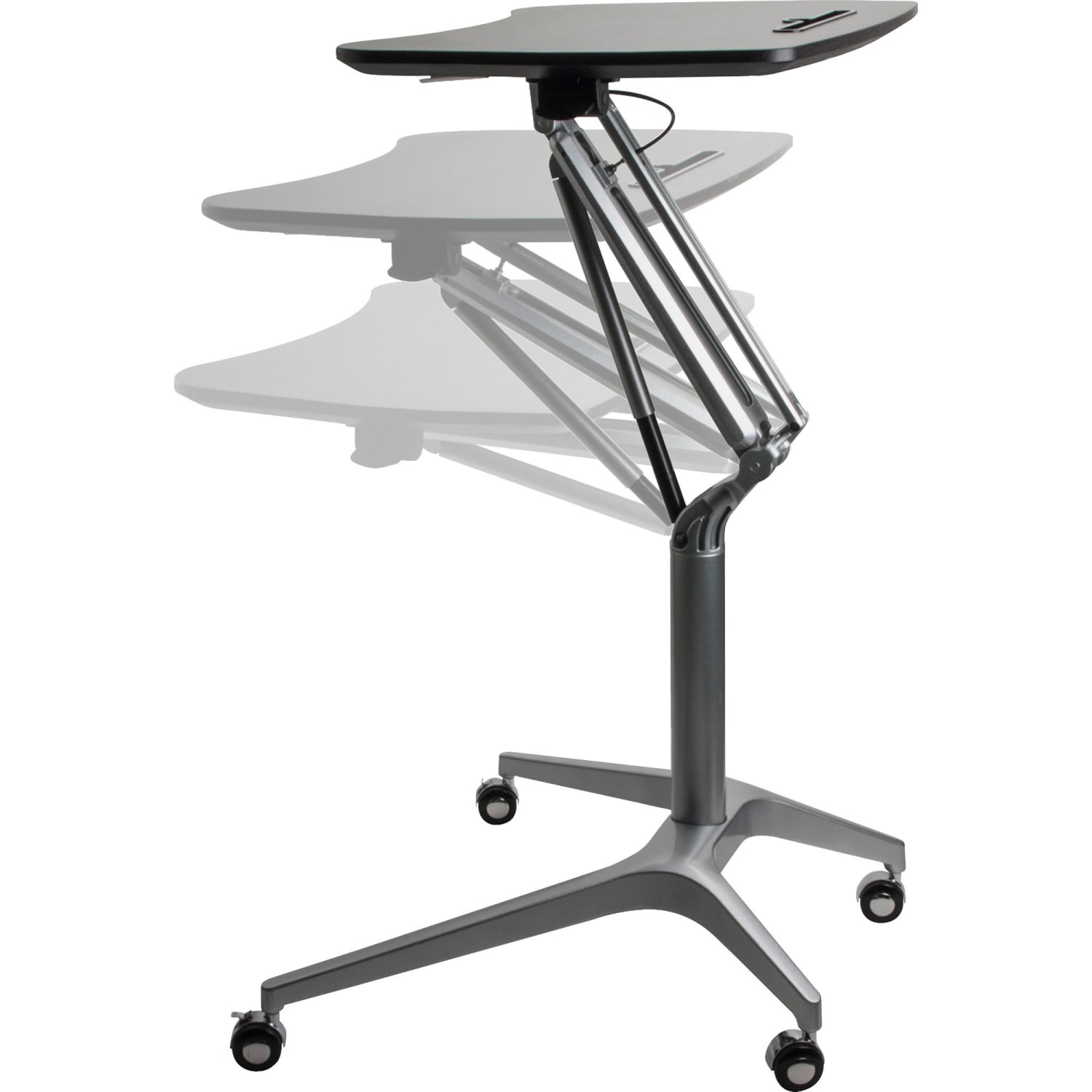 Lorell Mobile 29inW Adjustable Height Sit-To-Stand Desk, Black - Image 6