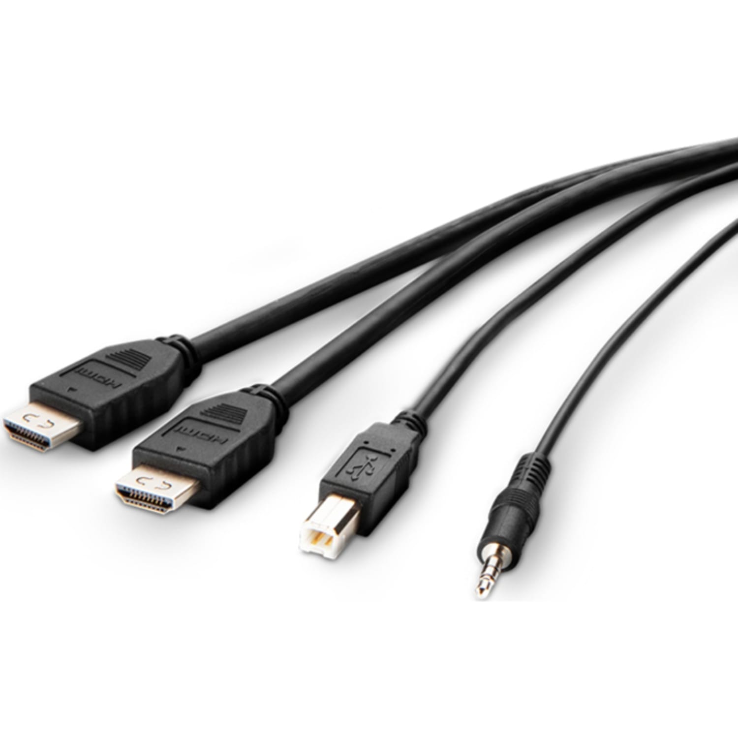 Belkin Dual HDMI High Retention + USB A/B + Audio Passive Combo KVM Cable - 6 ft  - Black - TAA Compliant - Image 3
