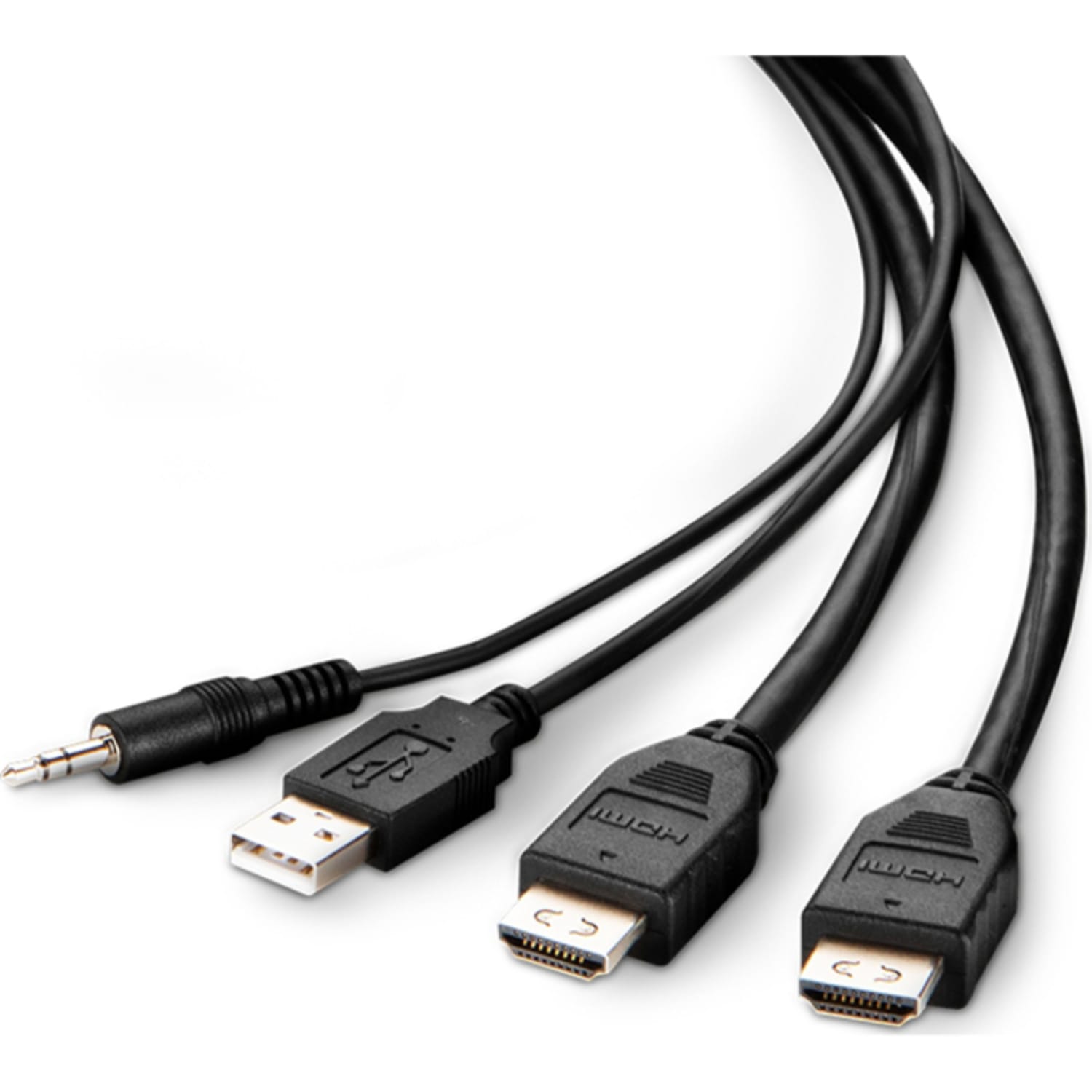 Belkin Dual HDMI High Retention + USB A/B + Audio Passive Combo KVM Cable - 6 ft  - Black - TAA Compliant - Image 4