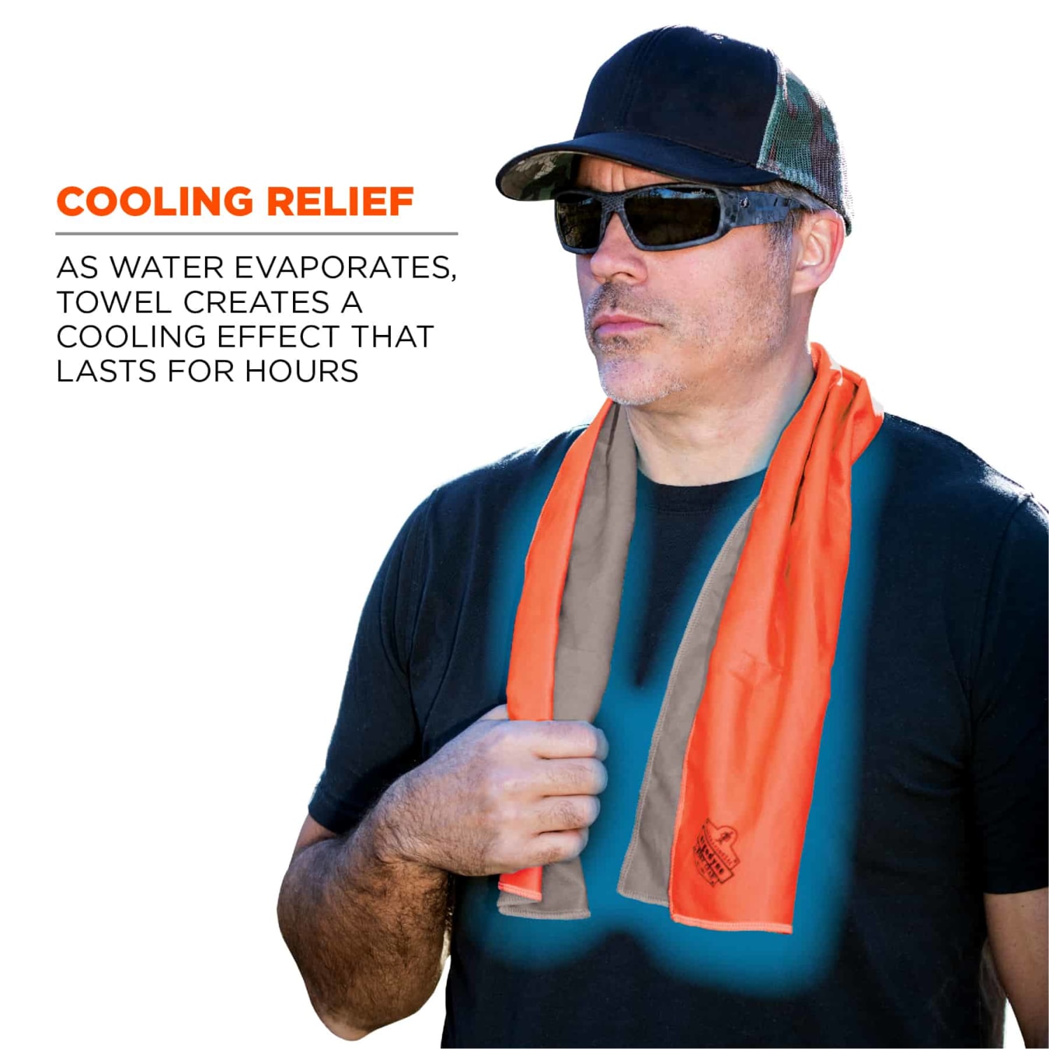 Ergodyne Chill-Its 6602MF Evaporative Microfiber Cooling Towel, Blue - Image 3