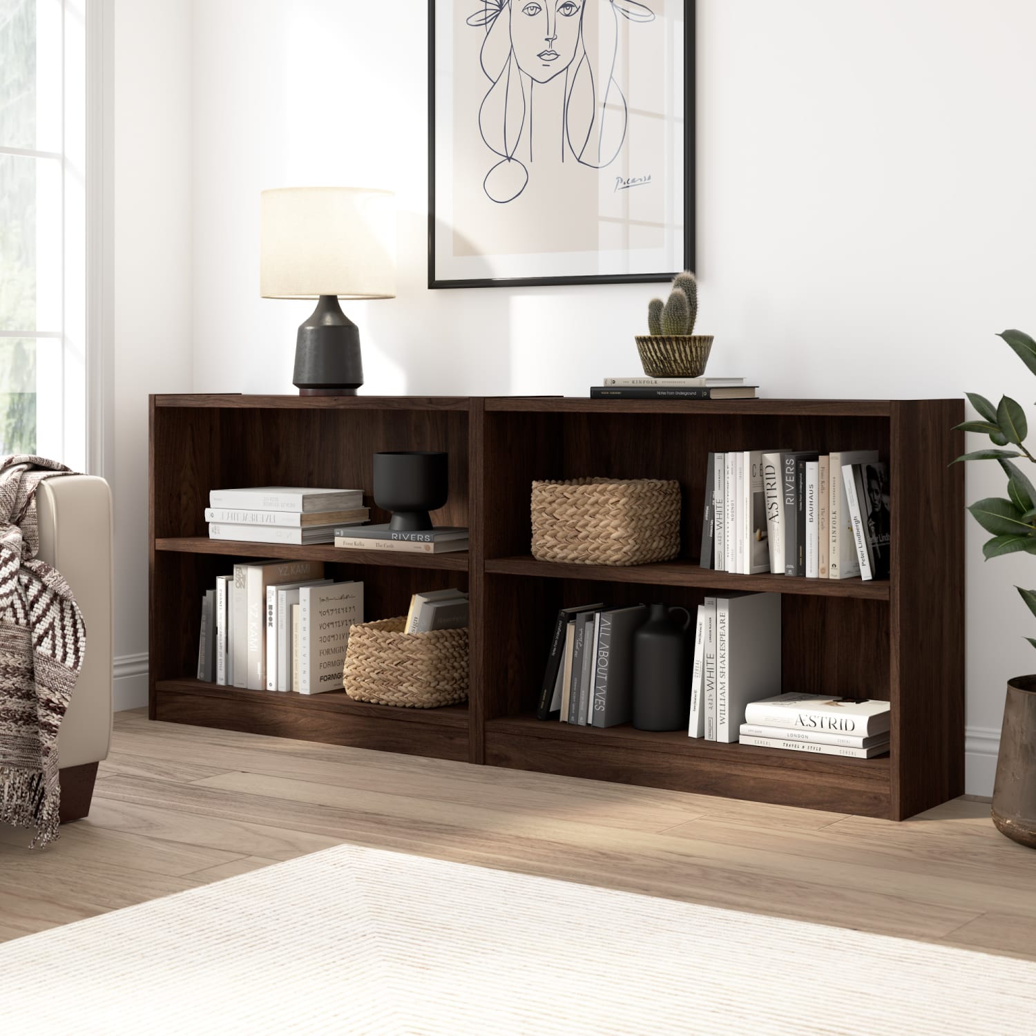 Bush Furniture Universal Small 30inH 2 Shelf Bookcase, Black Walnut, Standard Delivery - Image 4