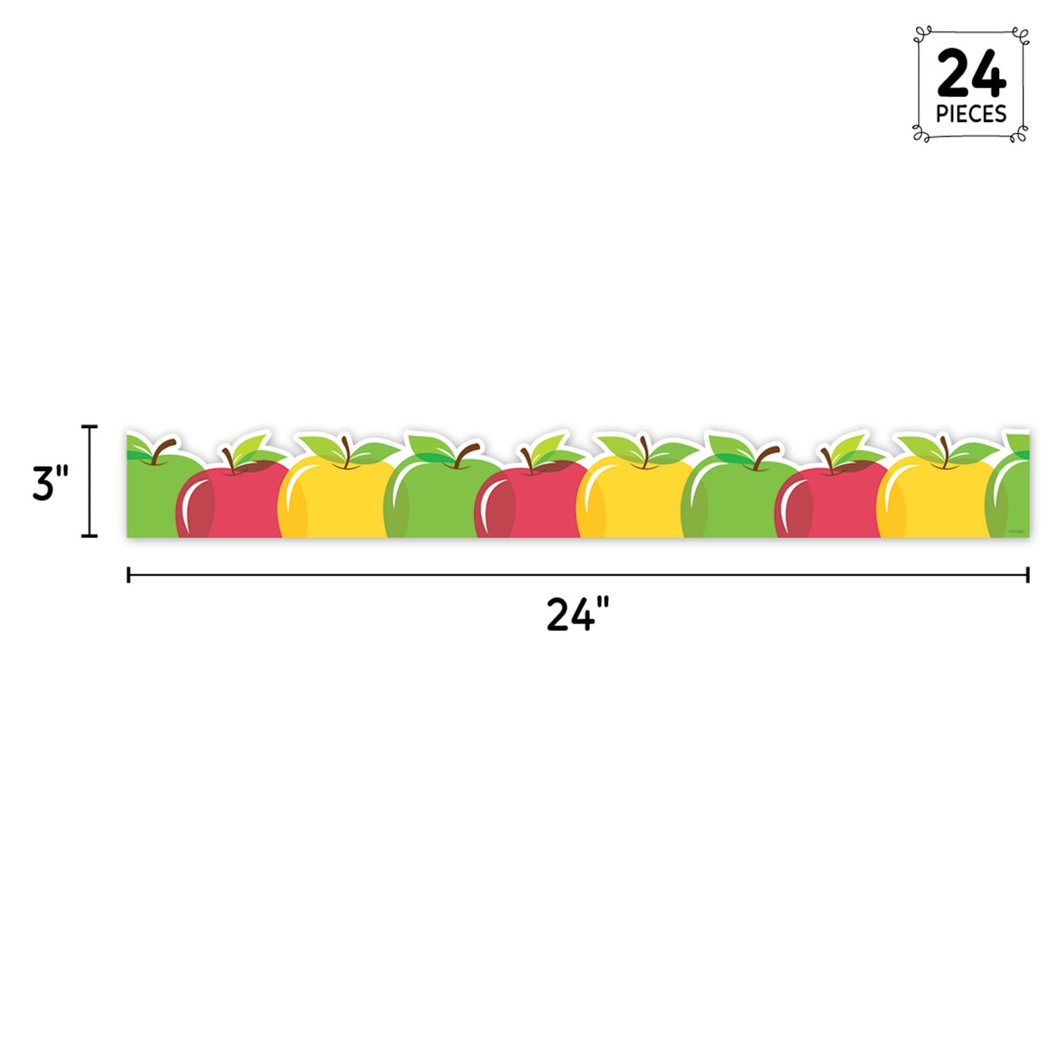 Creative Teaching Press EZ Border, 3in x 24in Strips, Apple Time Apples, 48 Feet Per Pack, Set Of 3 Packs - Image 4