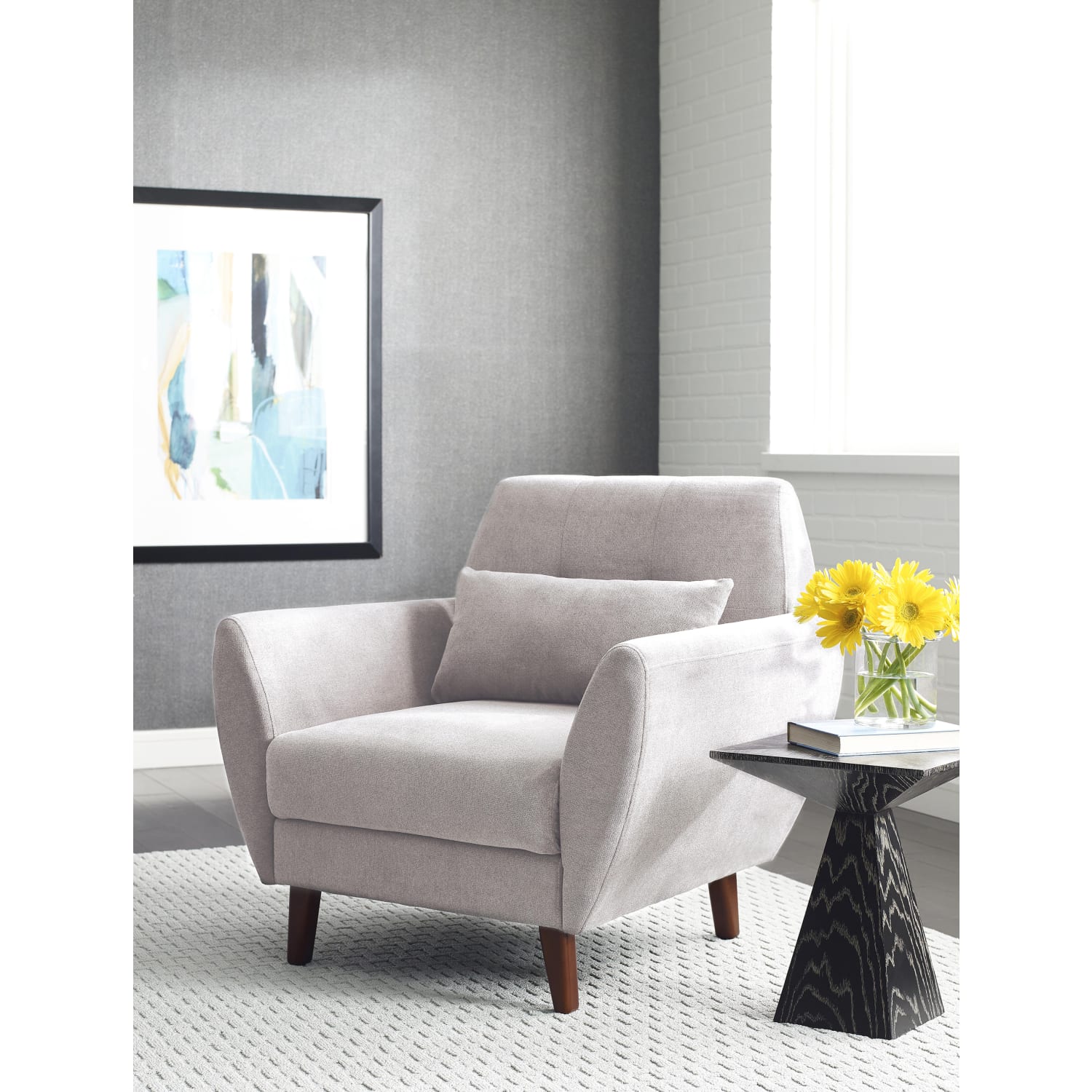Serta Artesia Collection Arm Chair, Ivory/Chestnut