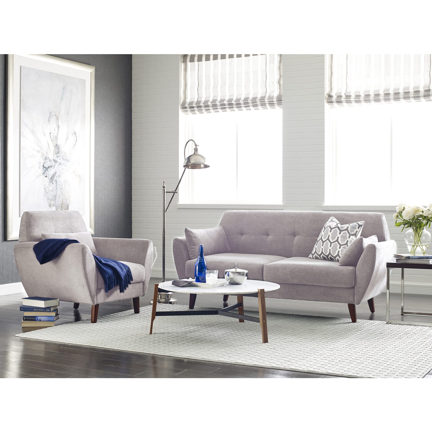 Serta Artesia Collection Arm Chair, Ivory/Chestnut - Image 4