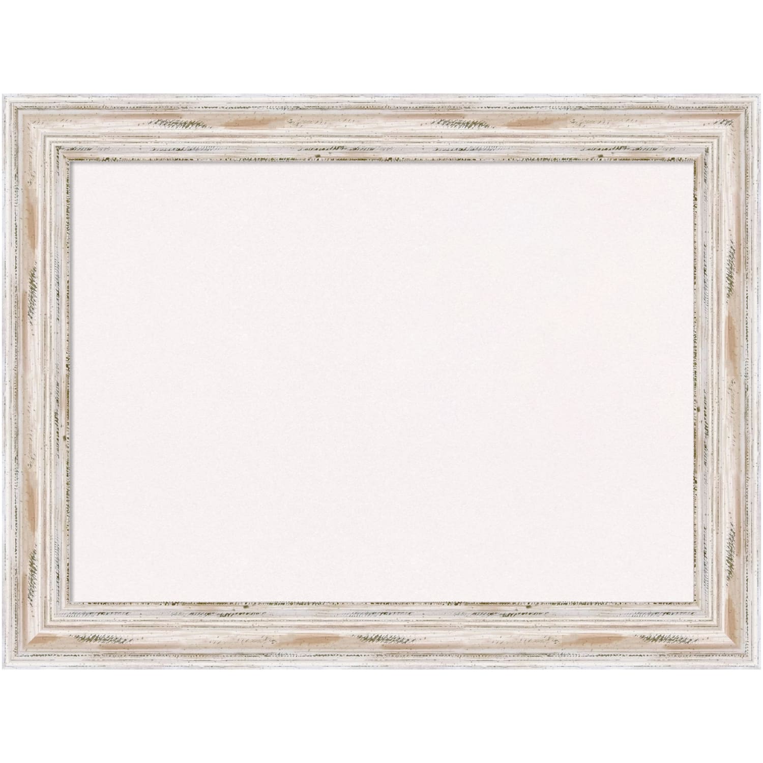 Amanti Art Cork Bulletin Board, 33in x 25in, White, Alexandria White Wash Wood Frame