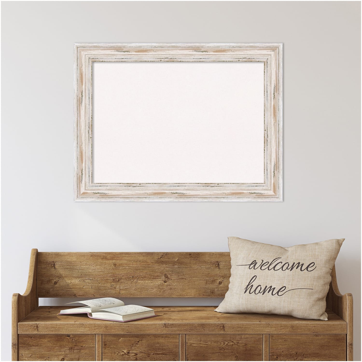 Amanti Art Cork Bulletin Board, 33in x 25in, White, Alexandria White Wash Wood Frame - Image 3