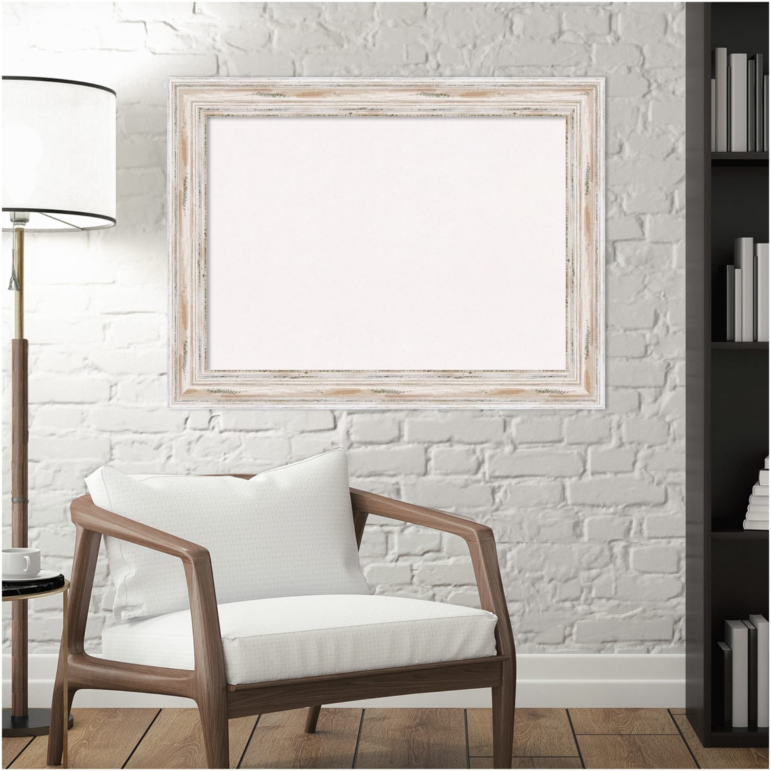 Amanti Art Cork Bulletin Board, 33in x 25in, White, Alexandria White Wash Wood Frame - Image 4