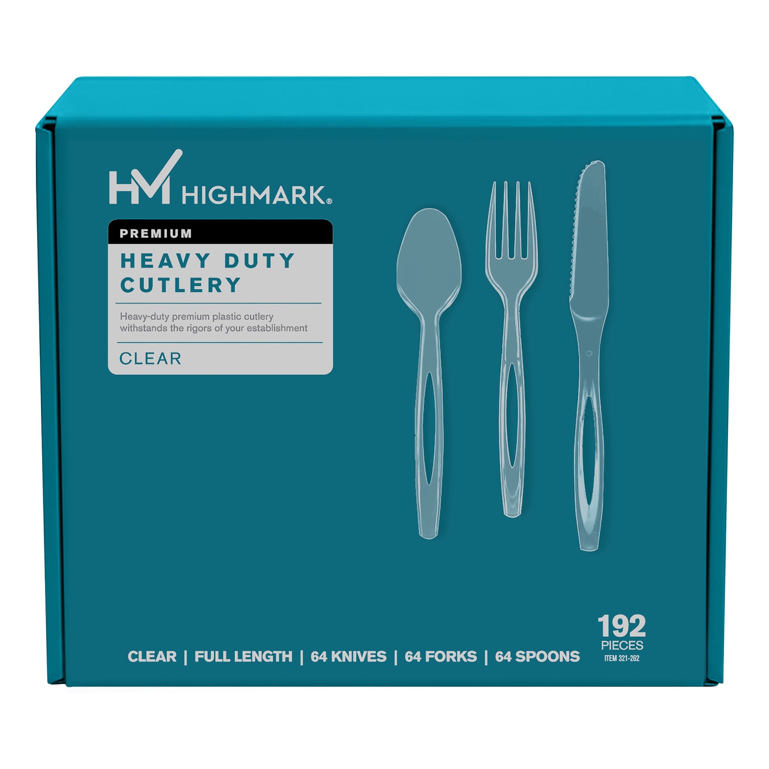Highmark Heavy-Duty Plastic Cutlery, Clear, Pack Of 192 Utensils - Image 3
