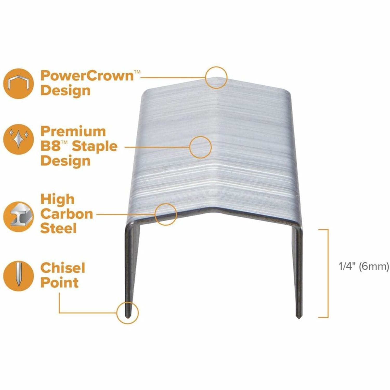 Stanley Bostitch B8 PowerCrown Premium Staples, 1/4in, Box Of 5000 - Image 4