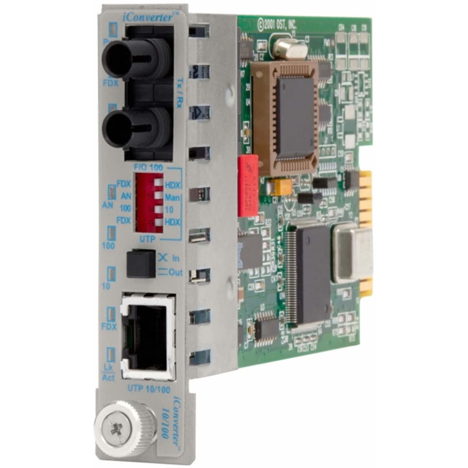 Omnitron iConverter 10/100 Ethernet Fiber Media Converter RJ45 ST Multimode 2km Module - 1x 10/100BASE-TX; 1x 100BASE-SX; Internal Module - 8380-6 - Image 3