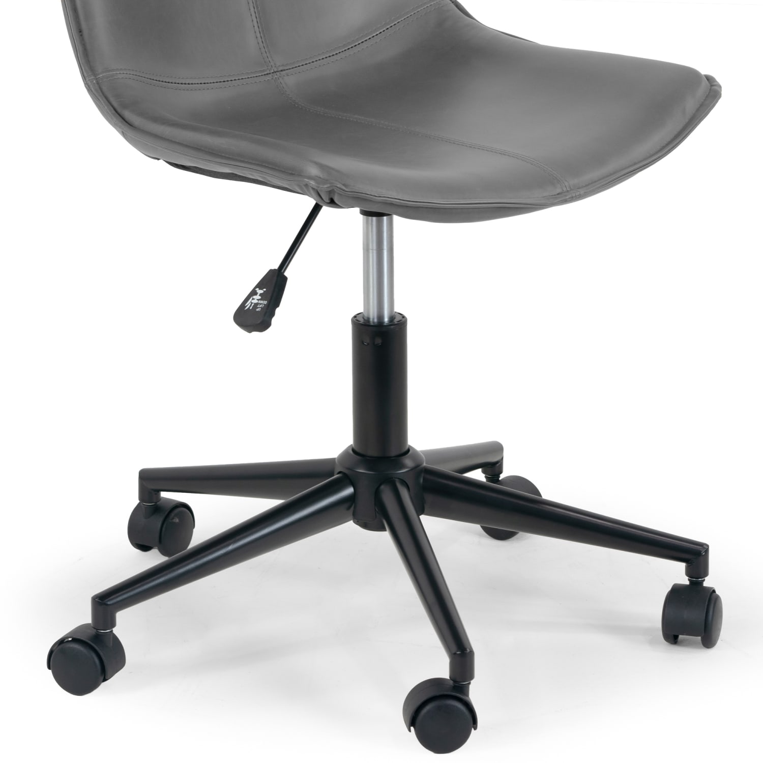 Glamour Home Amery Ergonomic Faux Leather Mid-Back Adjustable Height Swivel Office Task Chair, Gray - Image 6
