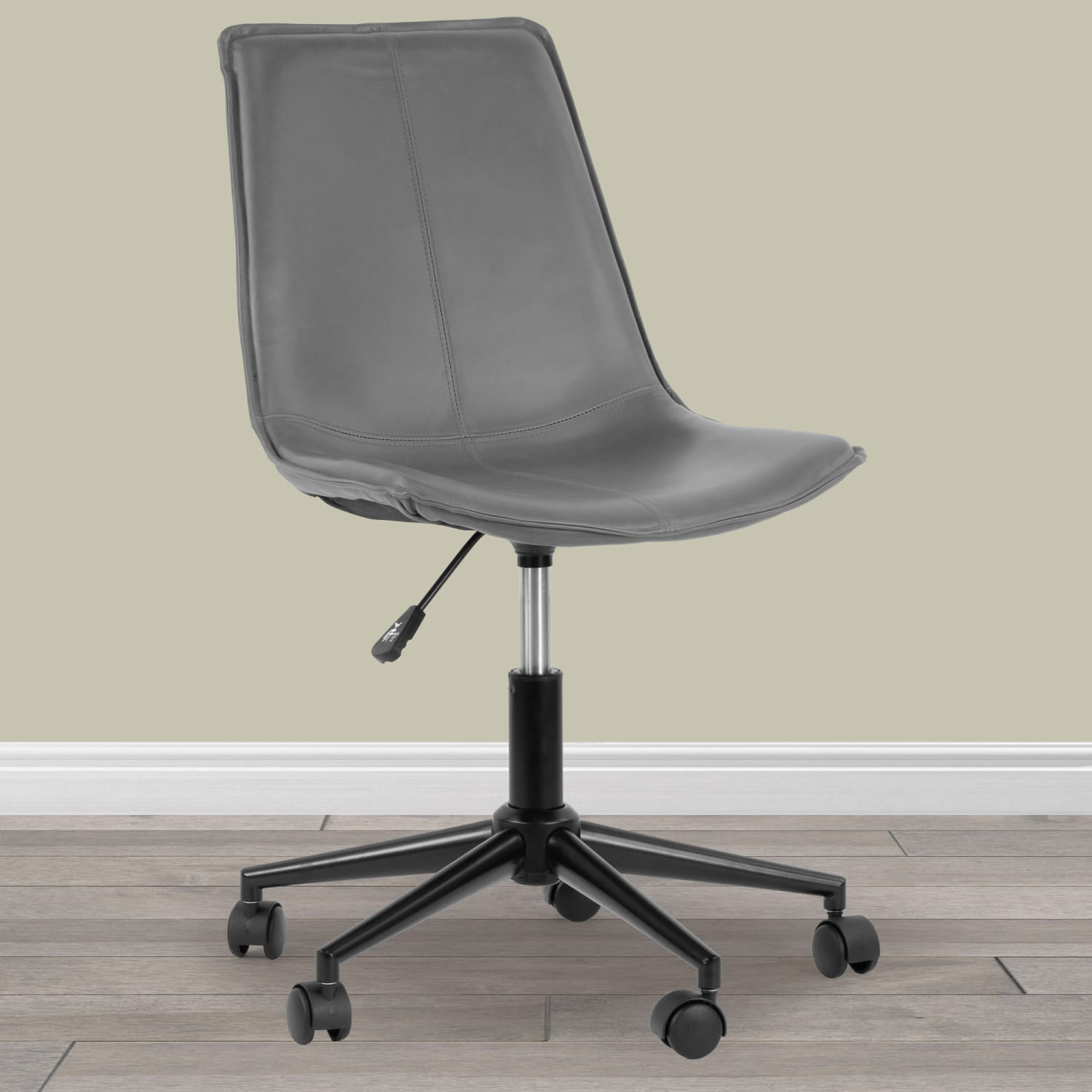Glamour Home Amery Ergonomic Faux Leather Mid-Back Adjustable Height Swivel Office Task Chair, Gray - Image 7