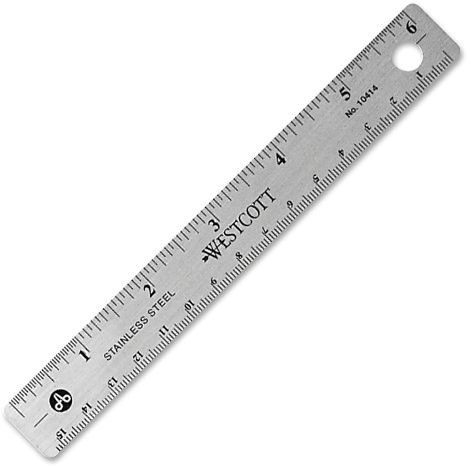 Westcott Stainless Steel Ruler, 6in/15cm - Image 3