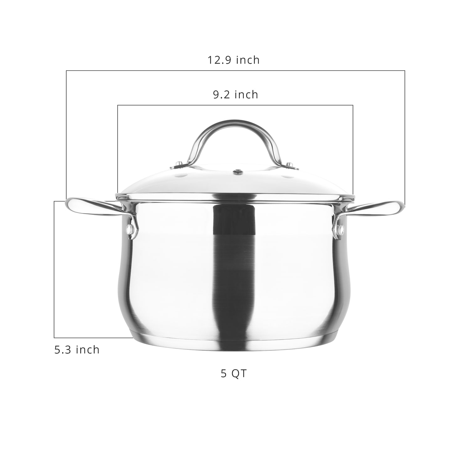 Bergner Stainless-Steel Induction-Ready Dutch Oven With Lid, 5 Qt, Stainless Steel - Image 3