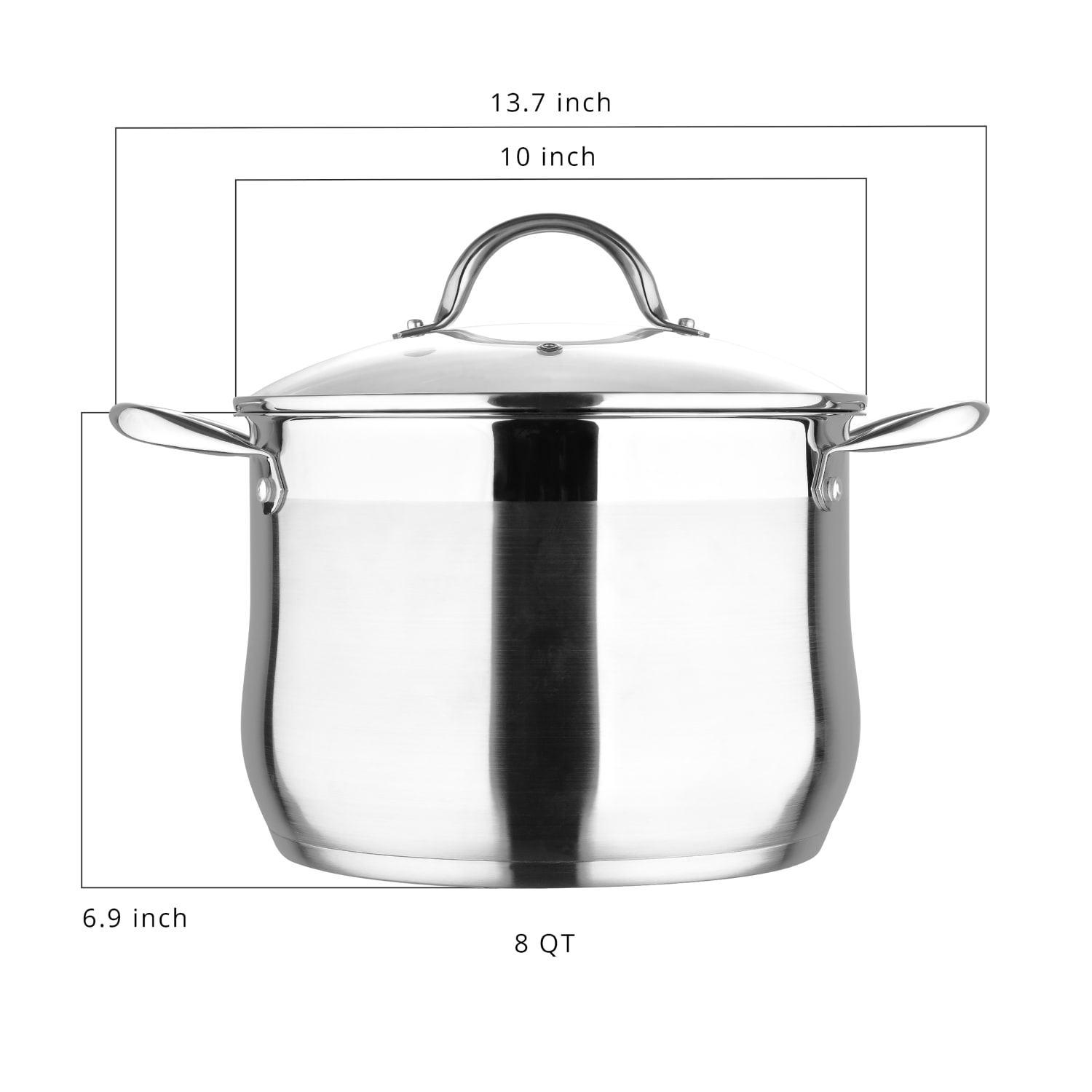 Bergner Stainless-Steel Induction-Ready Dutch Oven With Lid, 8 Qt, Stainless Steel - Image 3