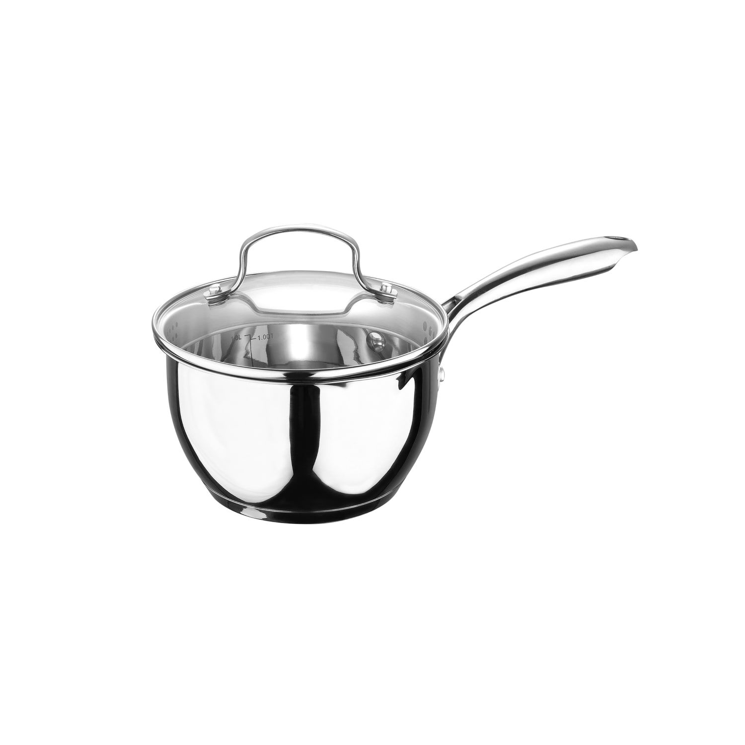 Bergner Essentials Stainless-Steel Saucier Pot With Tempered Glass Lid, 1.5 Qt, Stainless Steel - Image 3