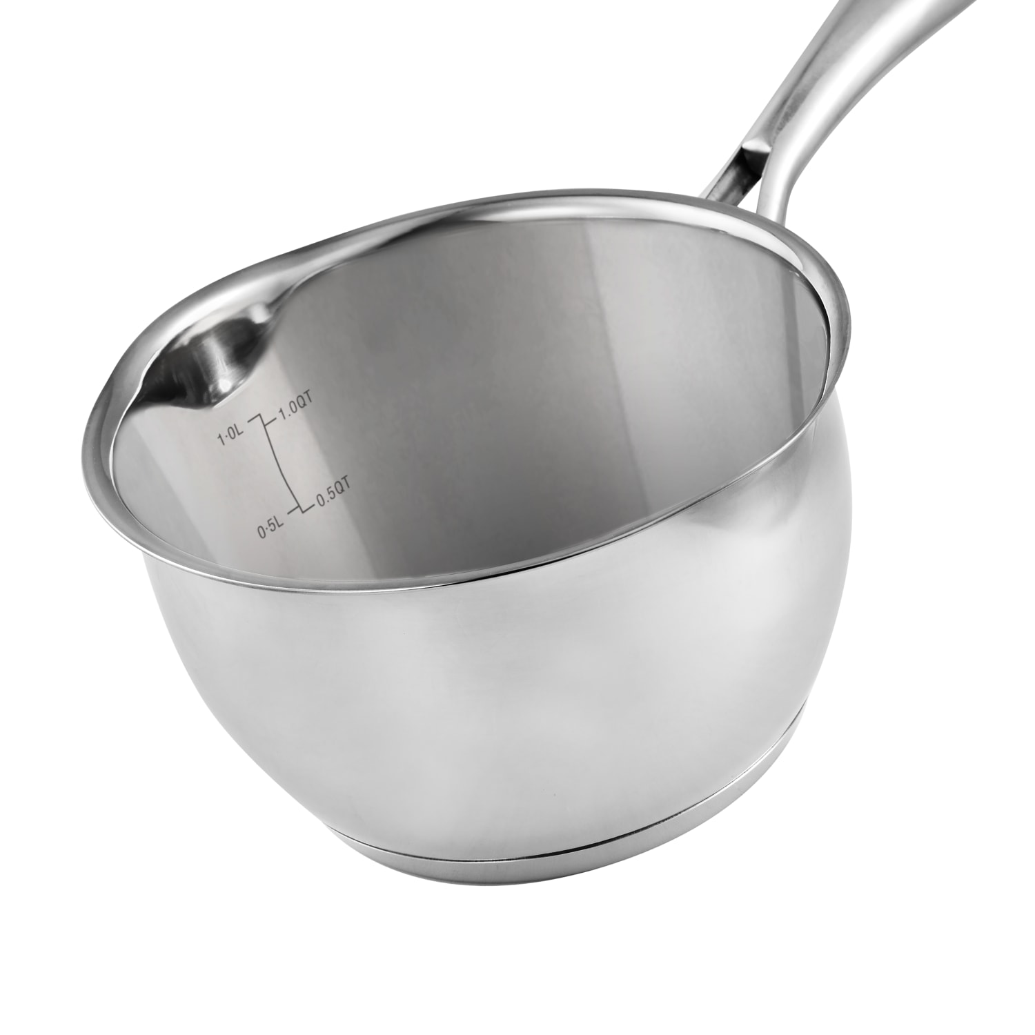 Bergner Essentials Stainless-Steel Saucier Pot With Tempered Glass Lid, 1.5 Qt, Stainless Steel - Image 5