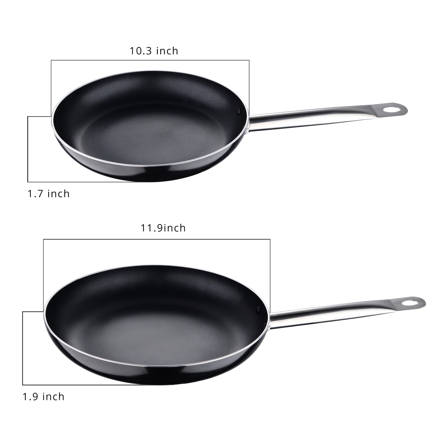 Bergner 2-Piece Aluminum Non-Stick Fry Pan Set, Black - Image 3