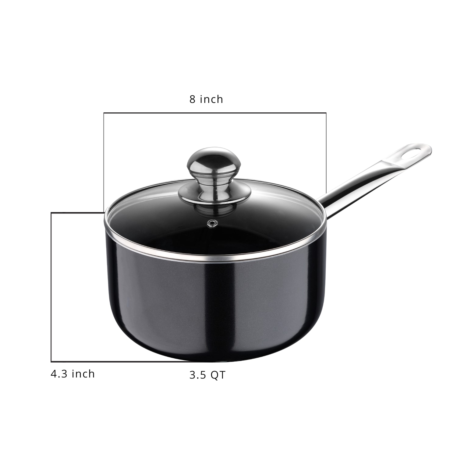 Bergner 3.5-Quart Aluminum Non-Stick Saucepan, Black - Image 4
